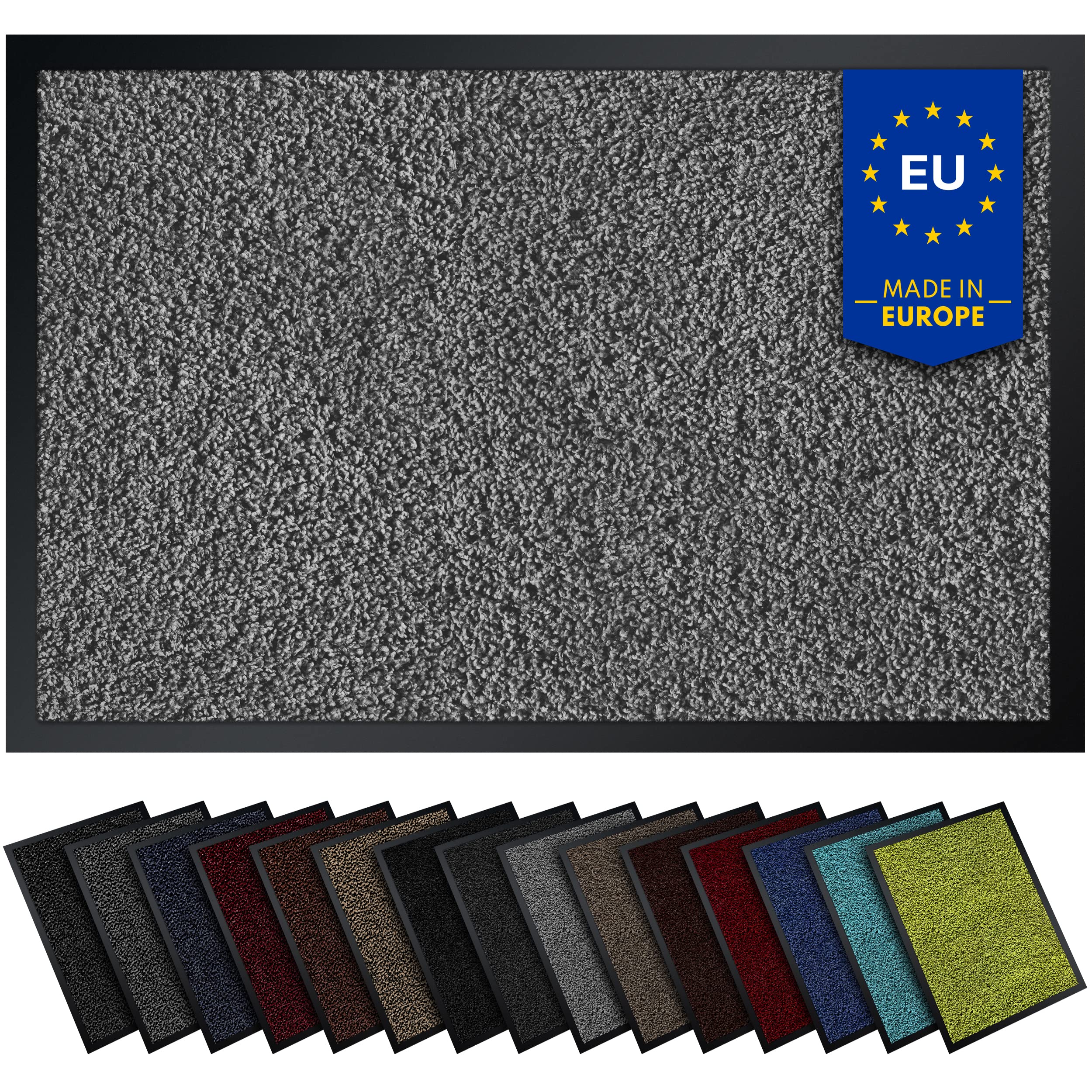 Gentle North Hochwertige Fußmatte hellgrau 60x90 groß für Innen & Außen - Schmutzfangmatte rutschfest, waschbar & wetterfest - Fussmatte für Eingangsbereich & Aussenbereich - Läufer Flur dünn