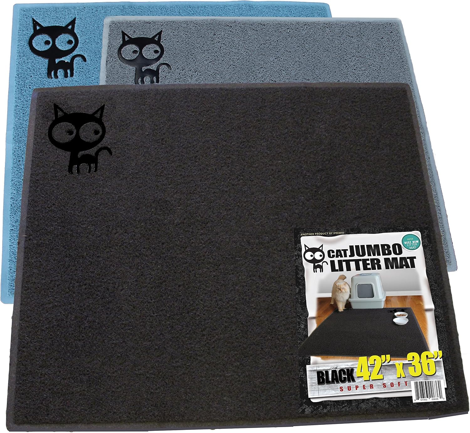 iPrimio Deluxe Jumbo (42" by 36") Cat Litter Mat - Phthalate and BPA Free - Catches Litter - Repels Odor & Liquid - Litter Free Floors.…