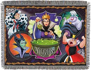 Disney-Pixar Villains, "Vile Villains" Woven Tapestry Throw Blanket, 48" x 60", Multi Color, 1 Count