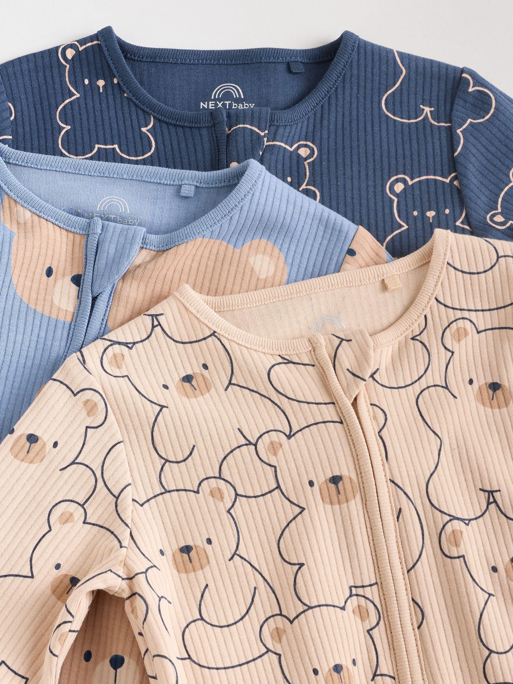 NEXT Bébé garçon Dors-Bien bébé en Coton sans Pieds à Zip Double Sens, Lot de 3