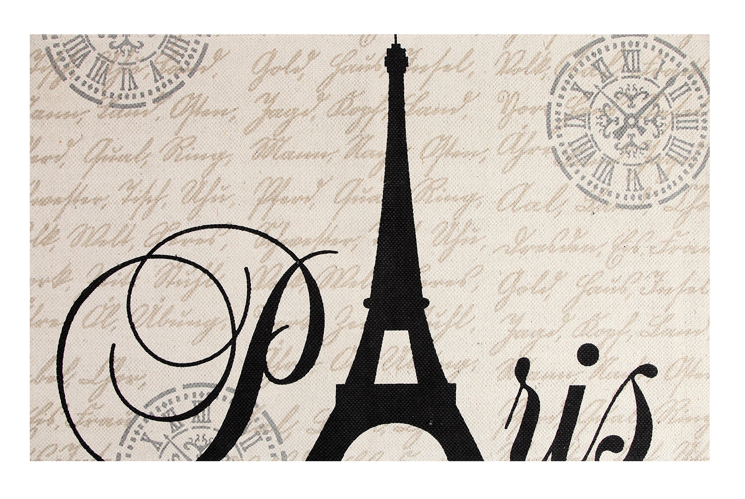 ChesapeakeParis Printed Cotton Eiffel Typography Accent Rug (24''x36'')