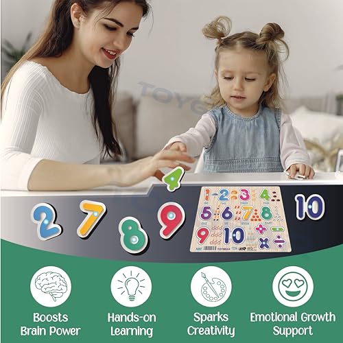 Image of Number Eco Friendly Materials Wooden Learning Toys Puzzle for Brain Training /jorky Cutting Puzzle for Home /School /Non-Toxic /Education Memory Games for Baby Boy and Girl