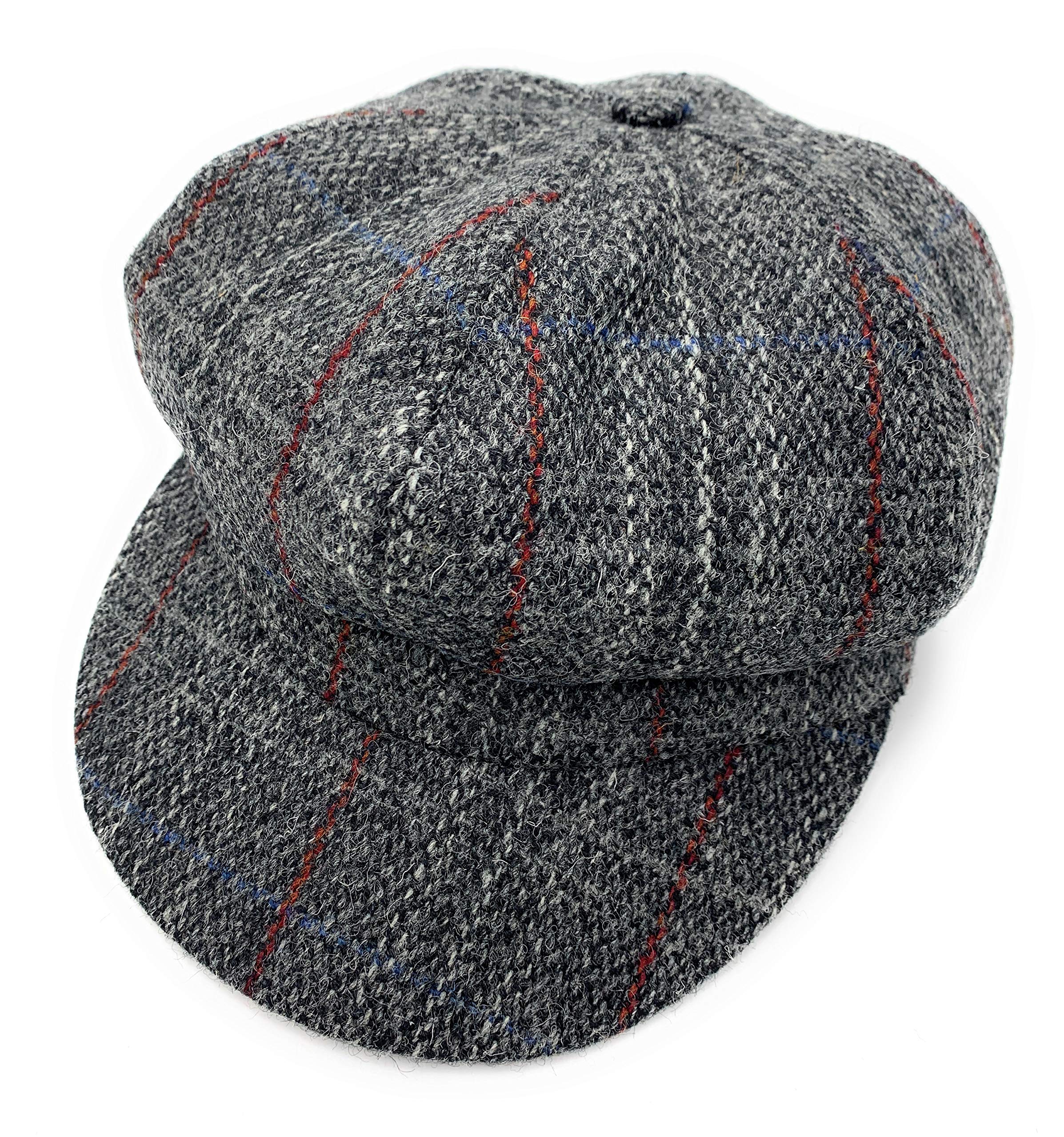 Tartan Tweeds Women's Grey Check Harris Tweed Baker Boy Cap Made In The Uk (Grey Check)