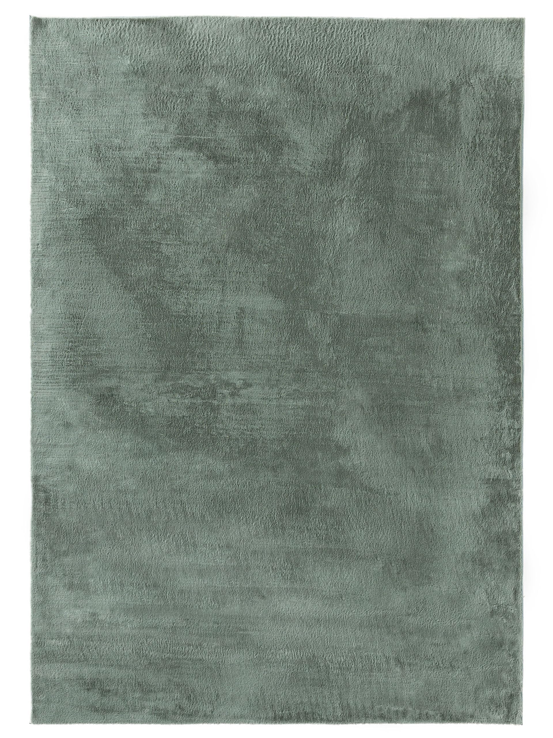benuta Alfombra de pelo de fibra sintética, color verde, 60 x 120 cm, suave alfombra de salón, parte trasera antideslizante, lavable, apta para calefacción por suelo radiante
