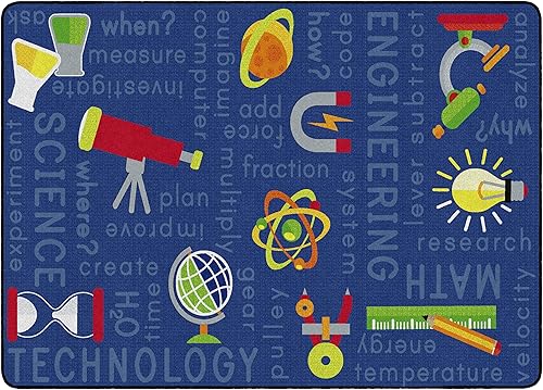Miniatura 16 de Flagship Carpets STEM - Alfombra educativa de ciencia para aula infantil o habitación de los niños, alfombra de sala de juegos o tapete