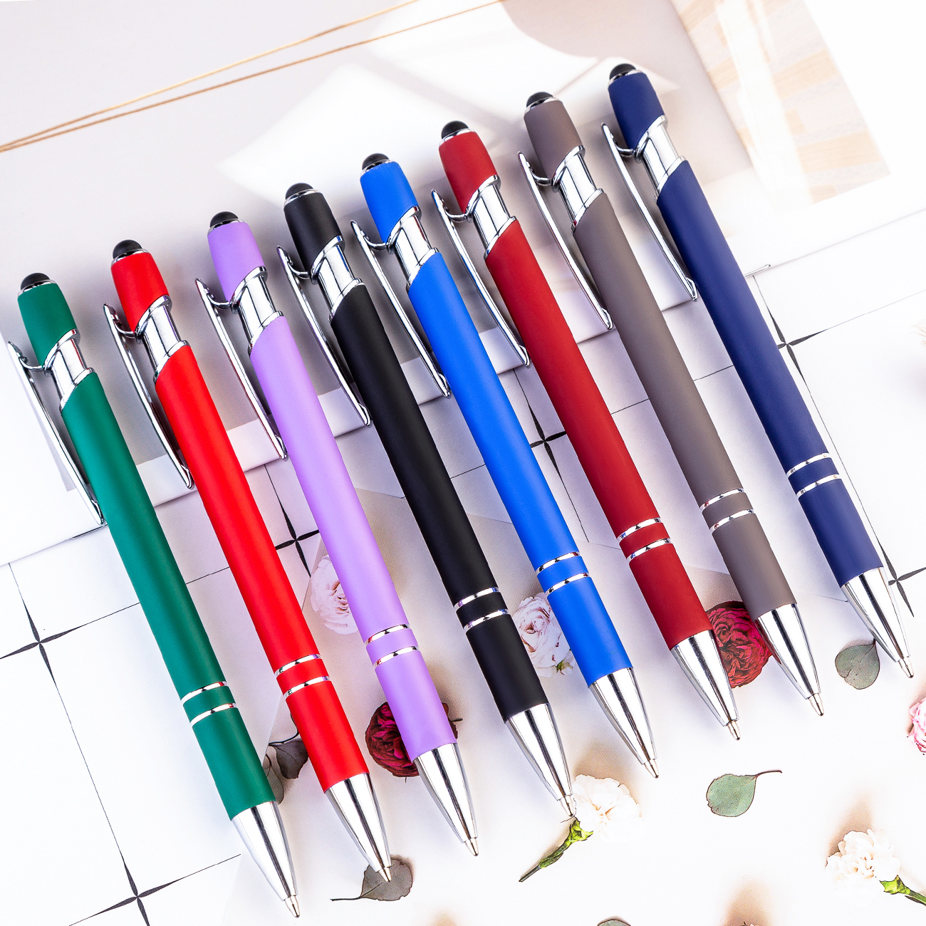 PASISIBICK Penne A Sfera Con Stilo Touch Screen - Set Da 12 Penne Blu