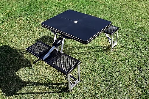 Vista 13 de PICNIC TIME NCAA North Carolina Tar Heels Folding Picnic Table - Camping Table - Outdoor Table with Umbrella Hole Negro
