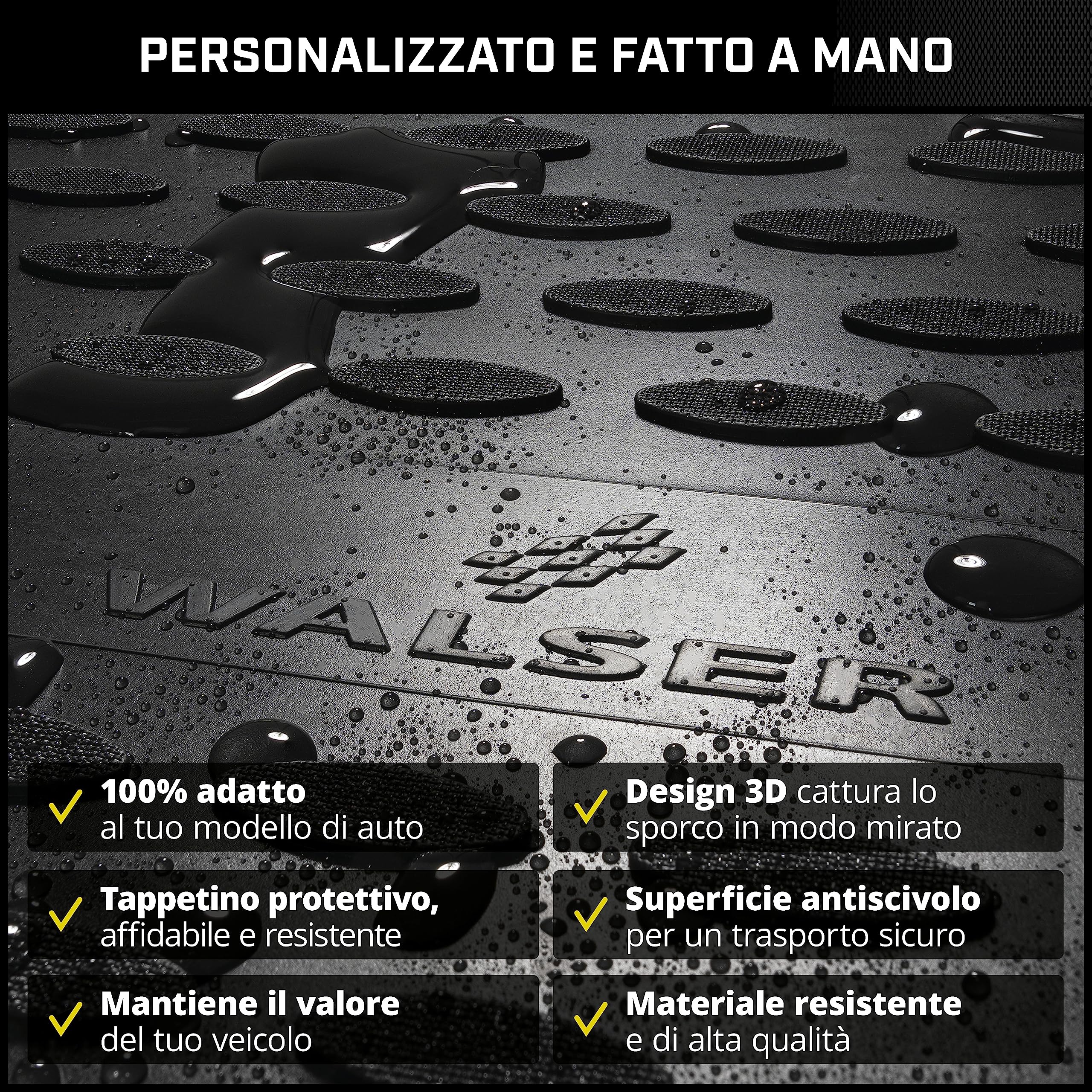 WALSER Tappetini in gomma per auto XTR su misura compatibile con Mazda CX-3 (DK) 2015 - Oggi, Tappetini auto antiscivolo, protezione vano piedi