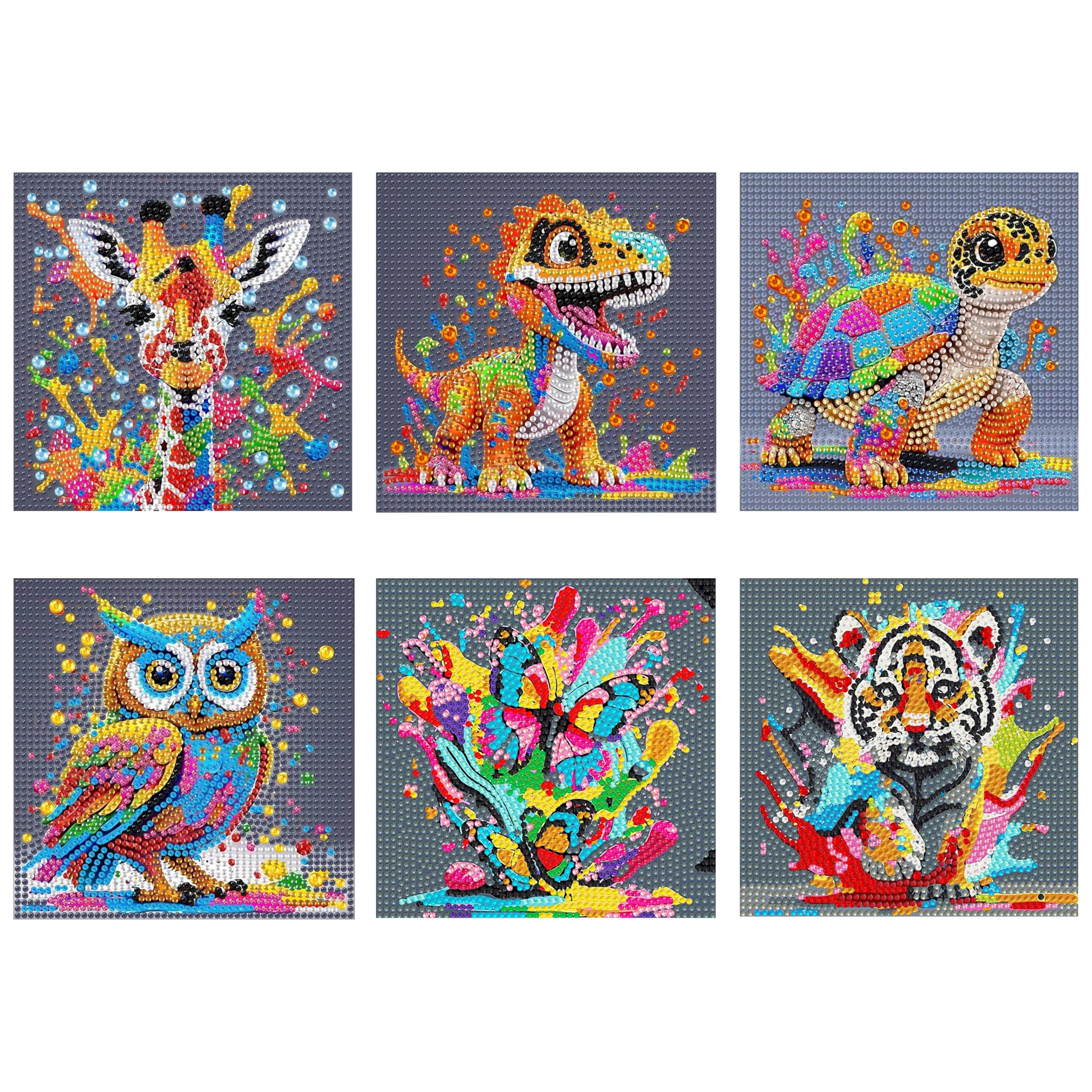 Yunruily 6 Packs Diamond Art Kits for Kids - Turtle Diamond Painting Kit for Kids,Butterfly 5D Diamond Painting Small Crafts Sets for Children Christmas and Birthday Gifts