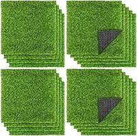 TURSTIN 18-Pack 12x12 Inch Artificial Grass Mats - Realistic Synthetic Fake Turf Tiles for Indoor Outdoor DIY Garden Patio Crafts