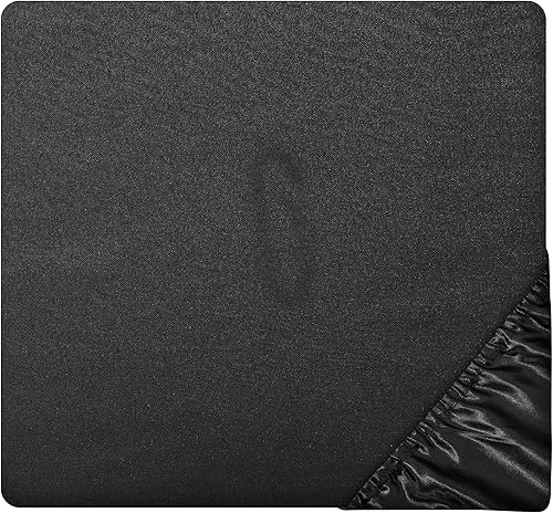 Miniatura 8 de MILVOWOC Sábana bajera ajustable de satén individual, sábana bajera negra con parte inferior suave, sábanas bajeras  1 pieza