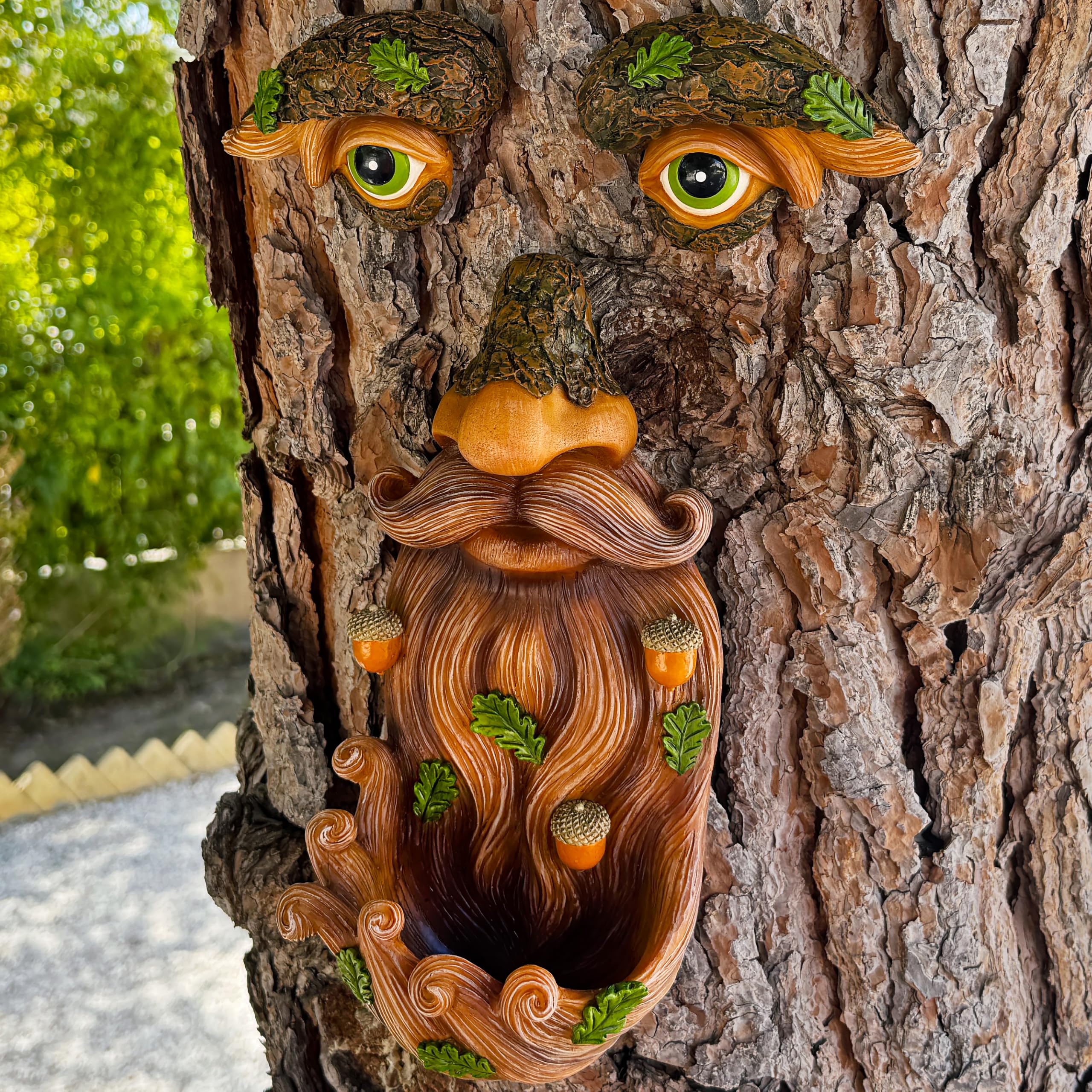 Mood Lab Tree Face Decor - Outdoor Bird Feeder with Acorns