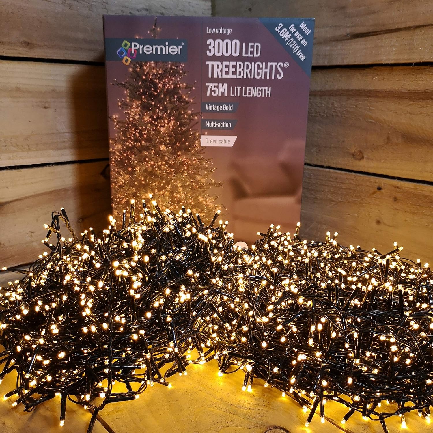 3000 Vintage Gold Treebrights Multi Action Christmas Tree Lights