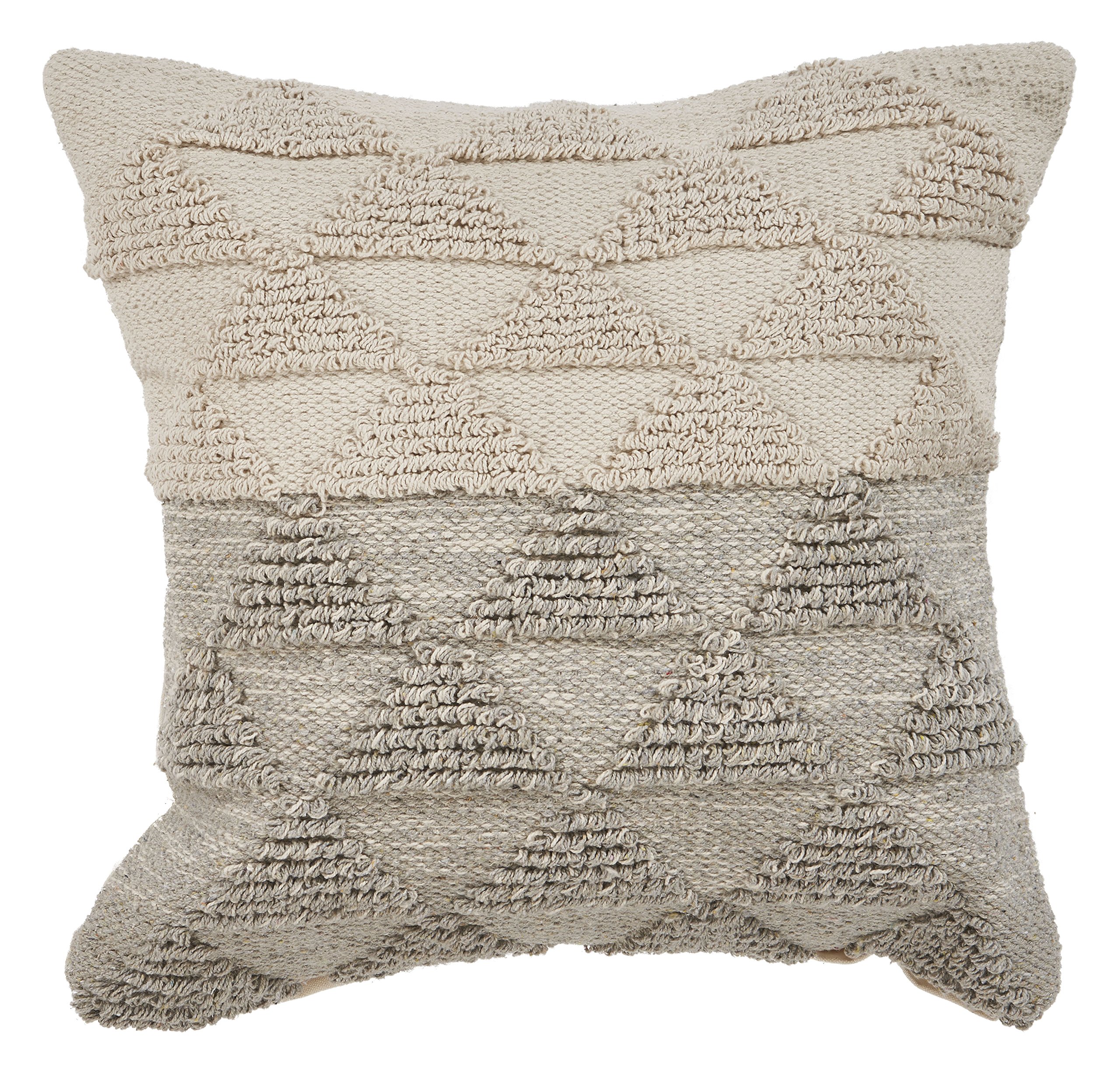 Trade AMOx Bay Hand-Woven Cream/Tan Geometric Natural Cotton Pillow Cover
