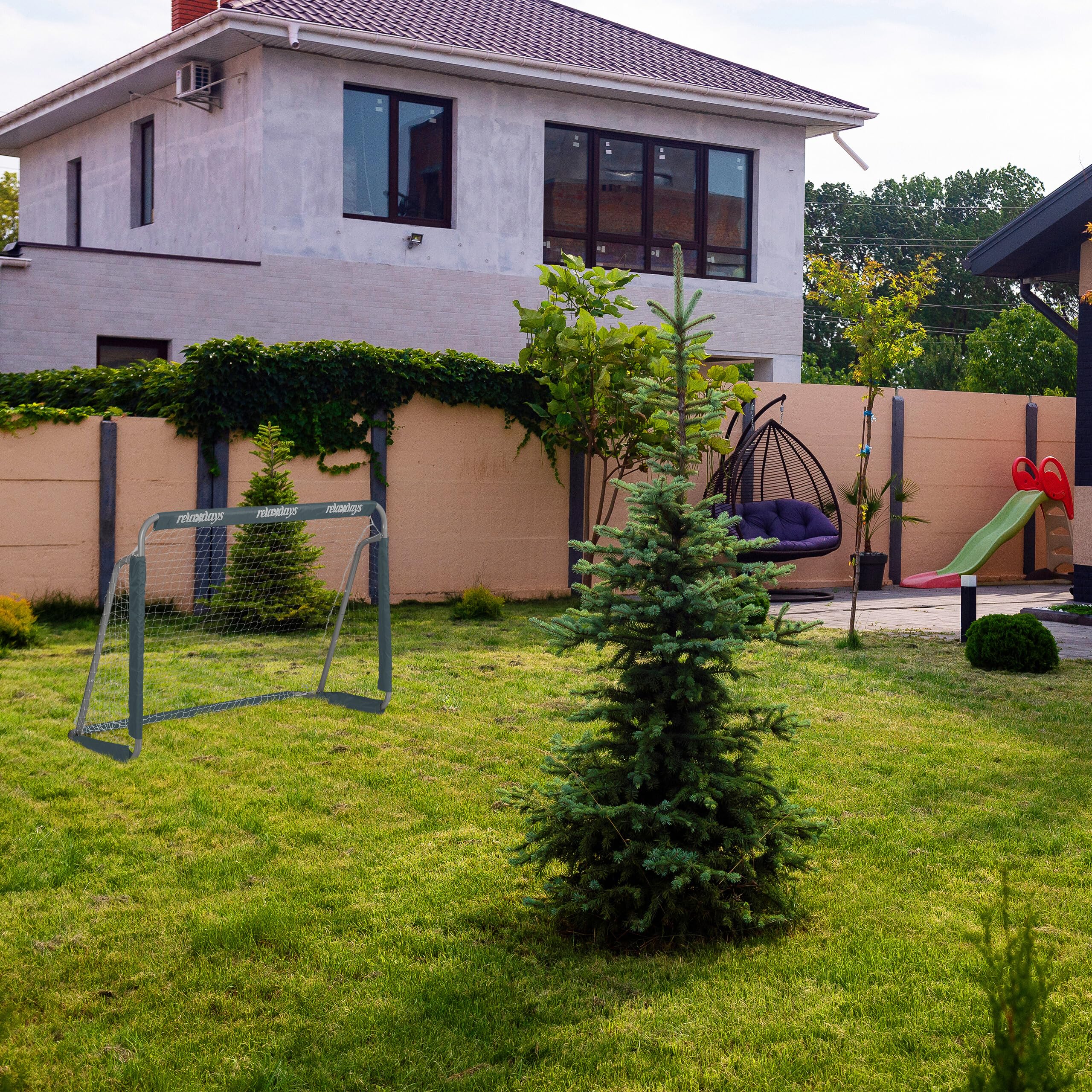 Relaxdays Porta da Calcio per il Giardino, per Adulti e Bambini, in Metallo, con Rete, HLP: 110 x 150 x 75 cm, Grigio