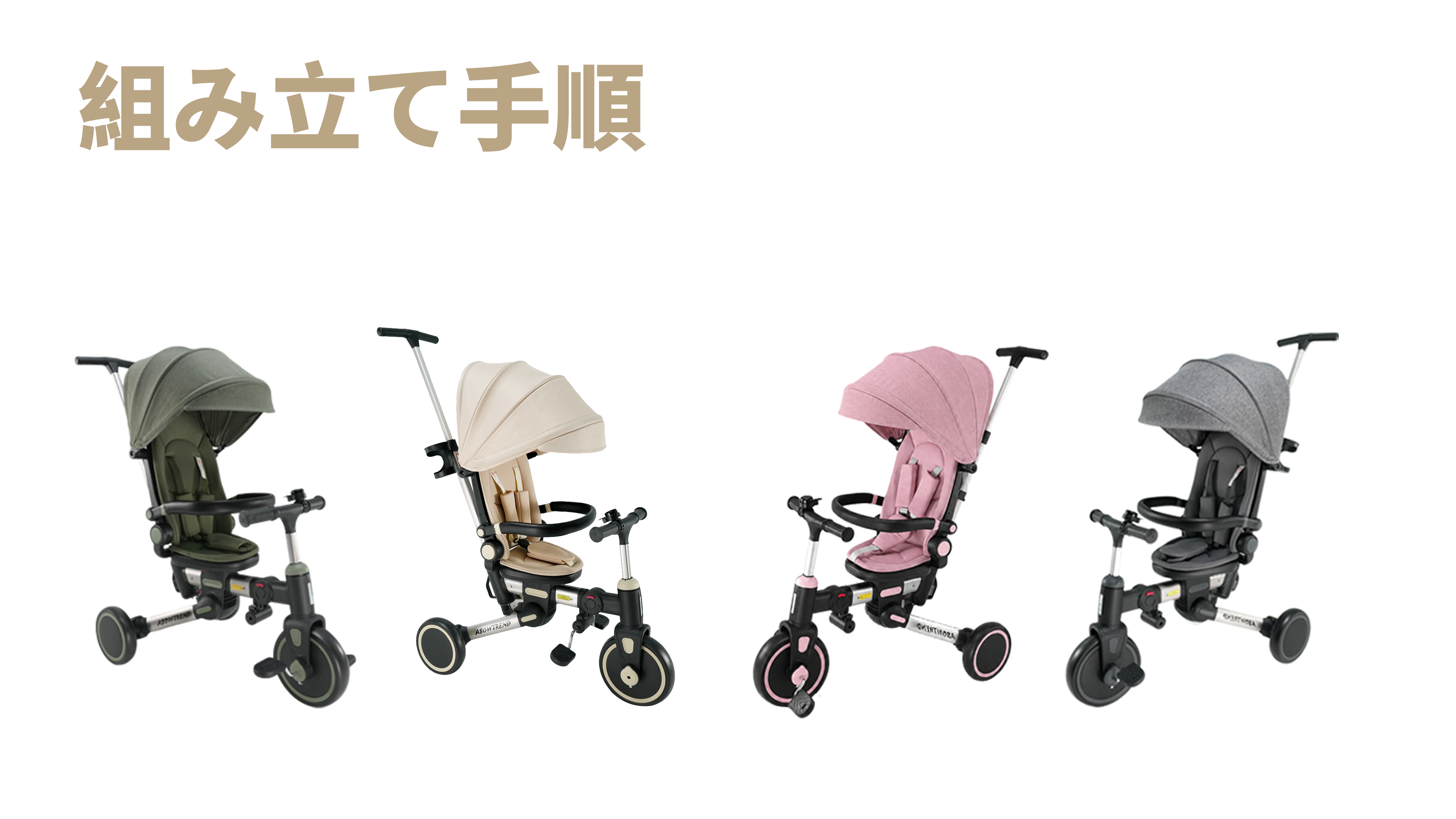 Amazon.co.jp: Thinkmax 子供用三輪車 ベビーカー 6in1 折りたたみ 