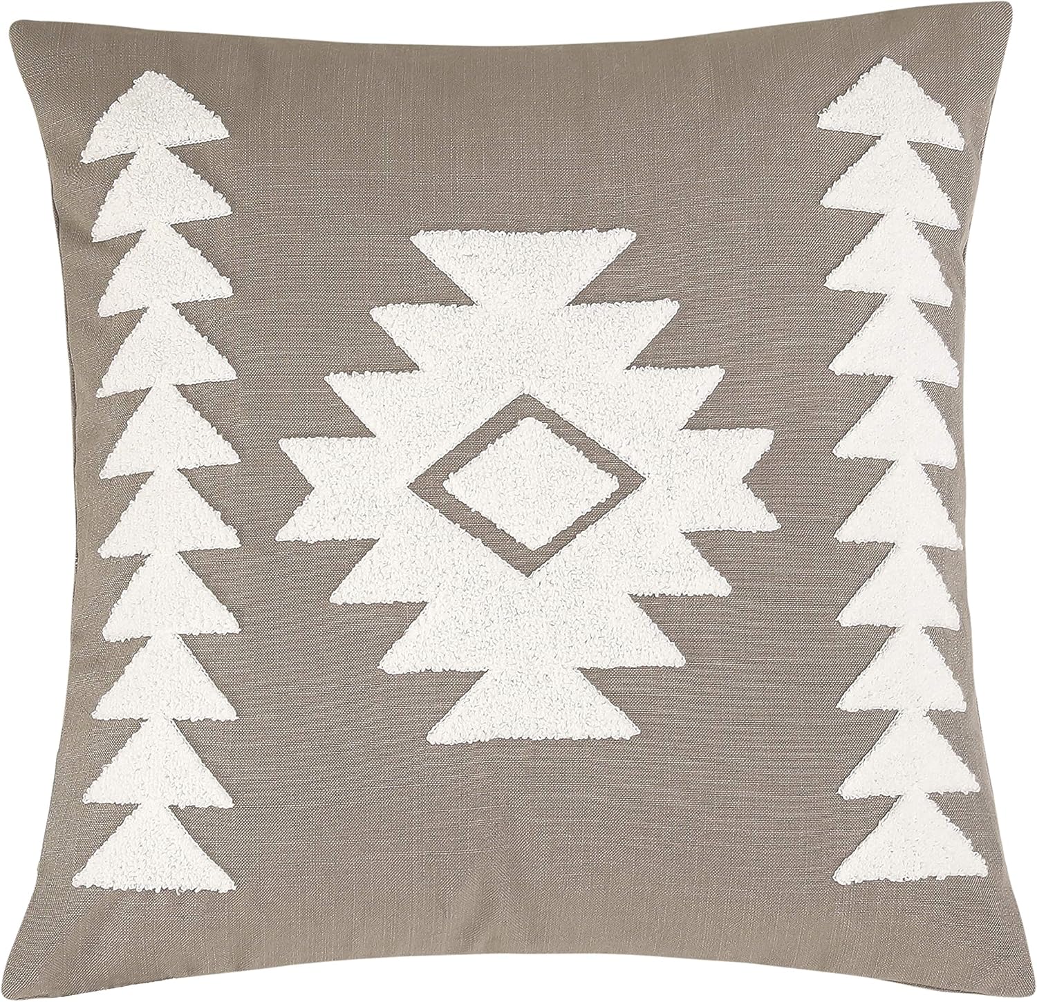 HiEnd Accents Trent Decorative Throw Pillow, 18x18 inch, Taupe Aztec Pattern Pillow, Classic Southwestern Lodge Accent Pillow for Bed, Couch, Sofa