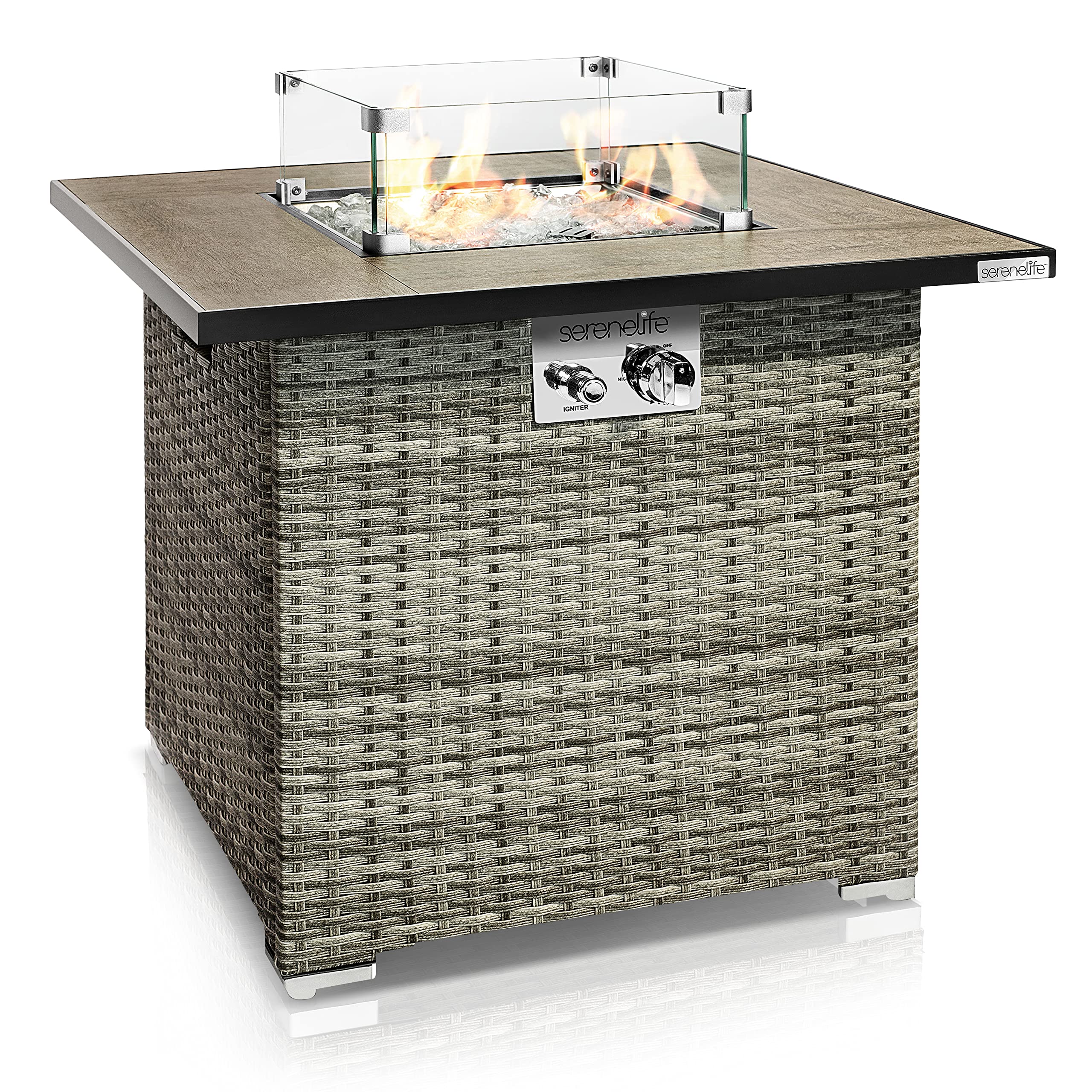 Amazon.com : SereneLife Outdoor Propane Fire Pit Table - 50,000 BTU ...