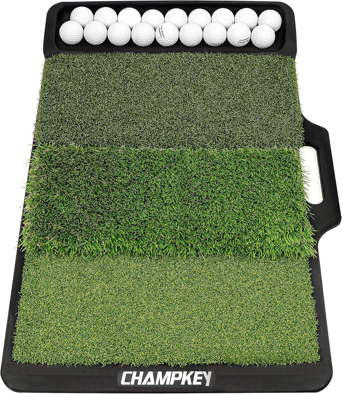 CHAMPKEY 1.5' x 2.4' Huge Tri-Turf Golf Hitting Mat | Heavy Duty Rubber Backing Practice Mat Ideal for Indoor and Outdoor Training : Sports & Outdoors