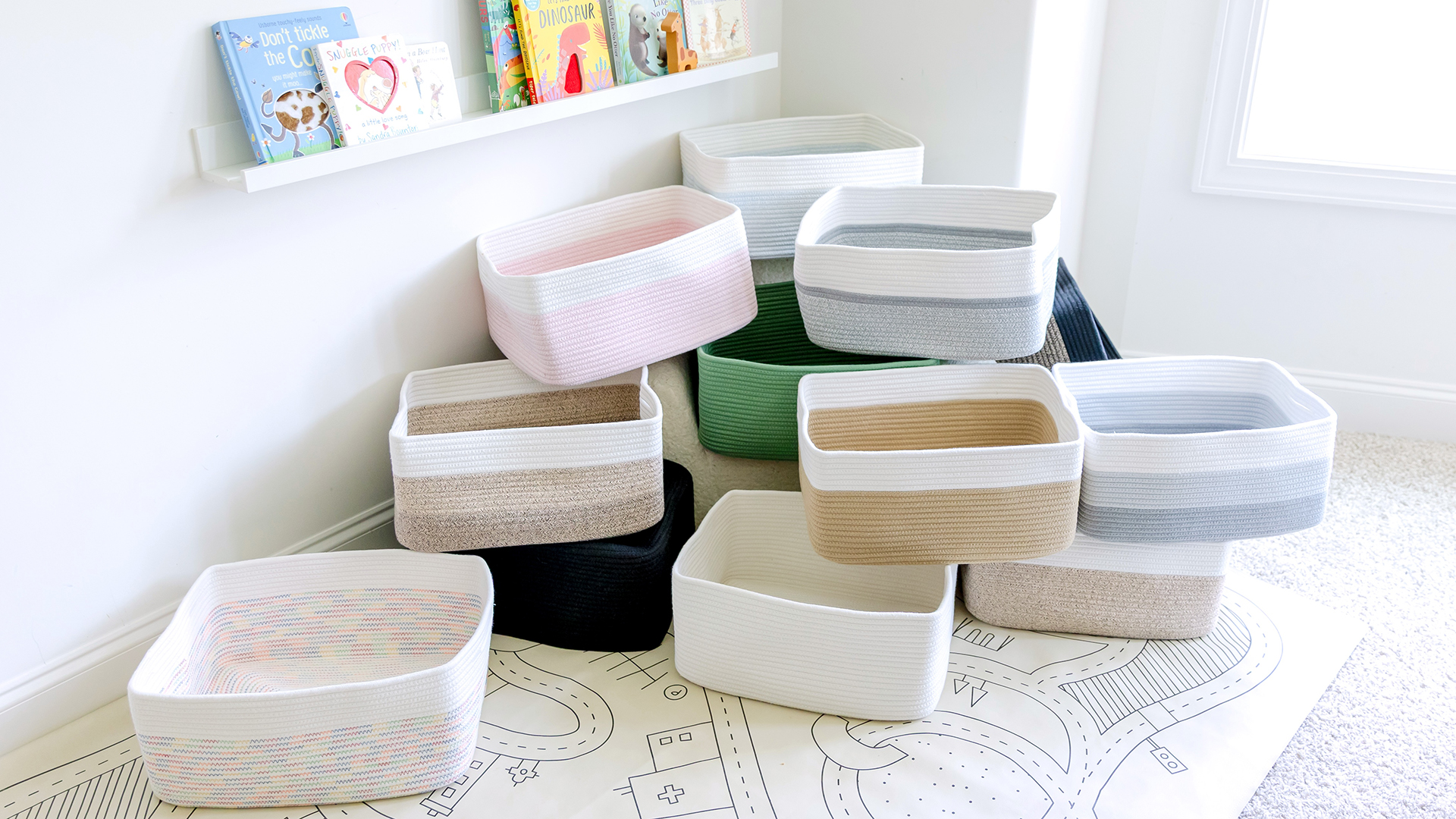 Amazon.com: NaturalCozy Storage Baskets 16.8”x13”x7.6” Cotton Rope