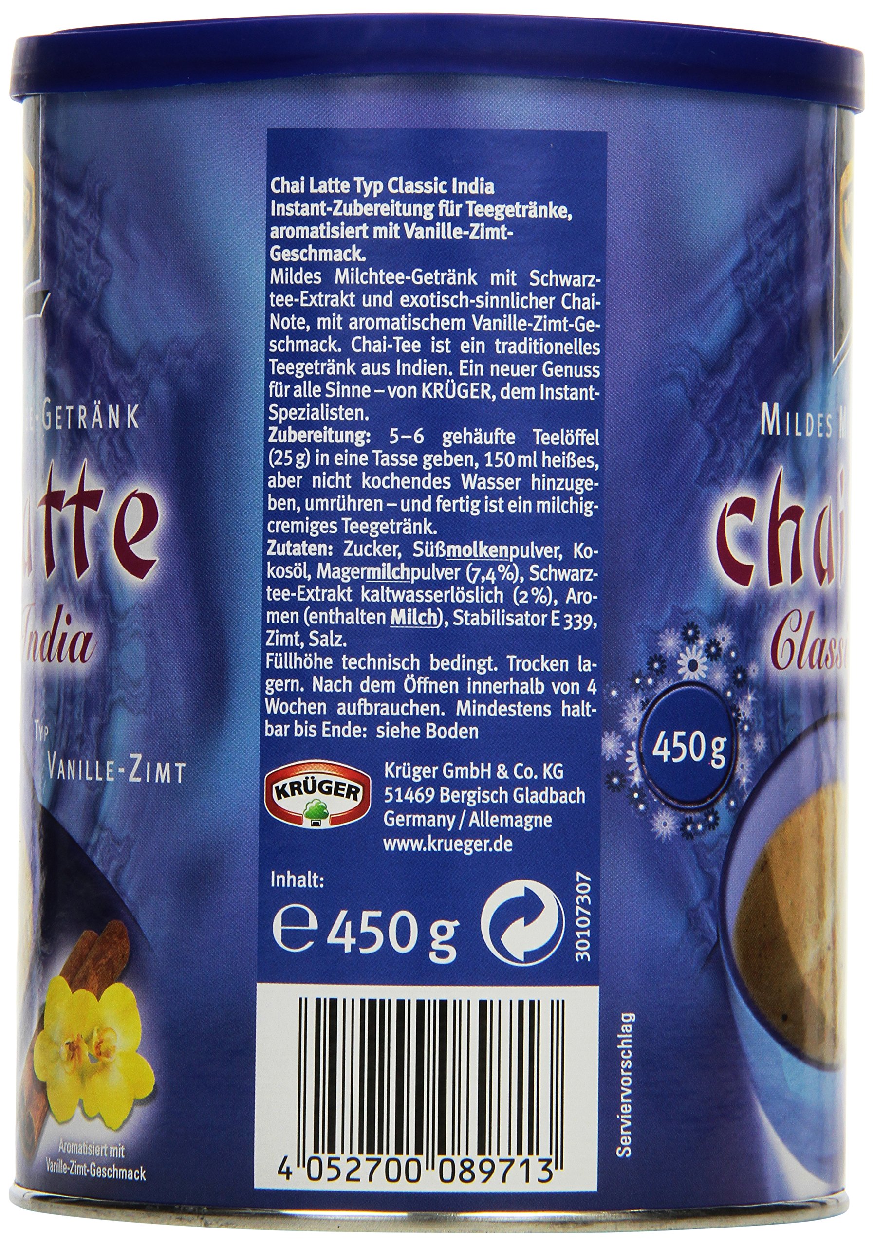 KRÜGER Chai Latte Classic India Typ Vanille Zimt, 6er Pack (6 x 450g)