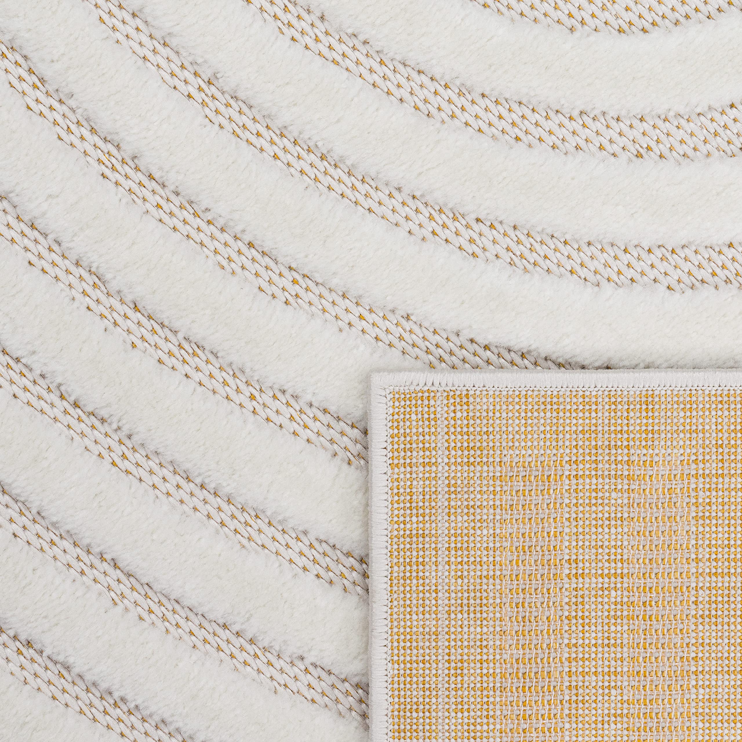 Paco Home Outdoor Teppich wetterfest & langlebig Moderne Boho-Designs mit 3D-Effekt Skandi-Look UV-beständig & robust für Balkon, Garten, Wohnzimmer & Küche, Grösse:200x280 cm, Farbe:Creme 4