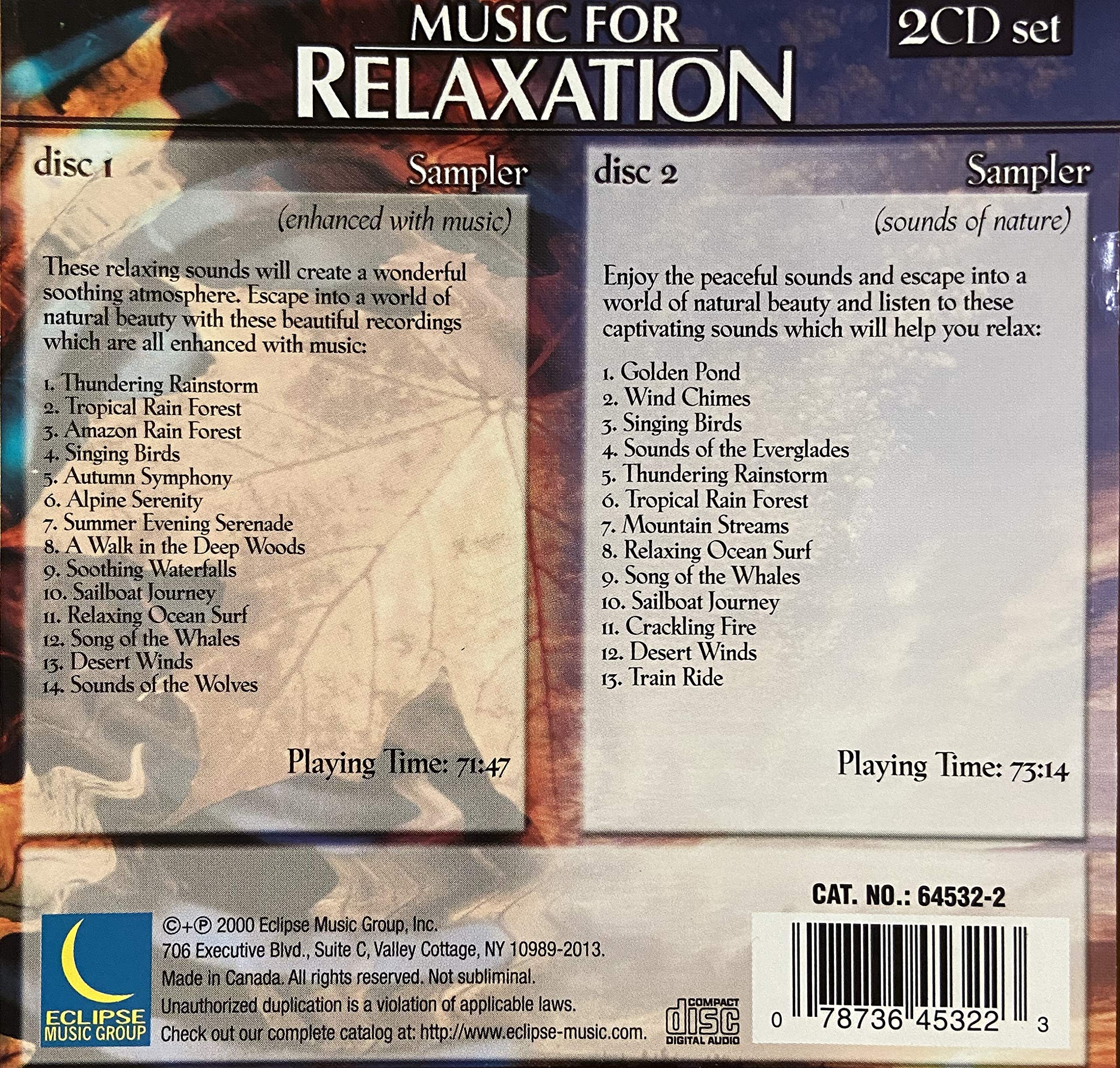 Music for Relaxation: Sampler [Audio CD] Various Artists