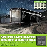 Vista 8 de Leisure LED Moderno interruptor de encendido y apagado doble SPST con bisel, 12 voltios, para RV, remolque, cámper, con etiqueta adhesiva (negro)