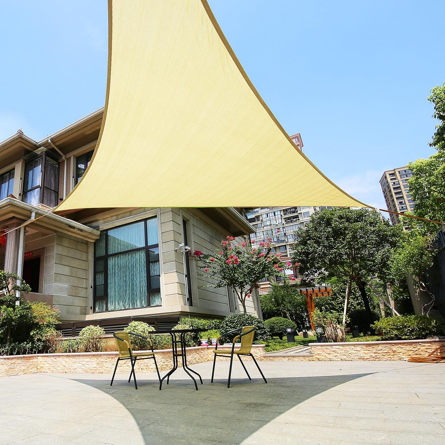 16'5" x 16'5" x 22'11" Right Triangle Sun Shade Sail Canopy (Sand) - UV Block for Patio and Outdoor