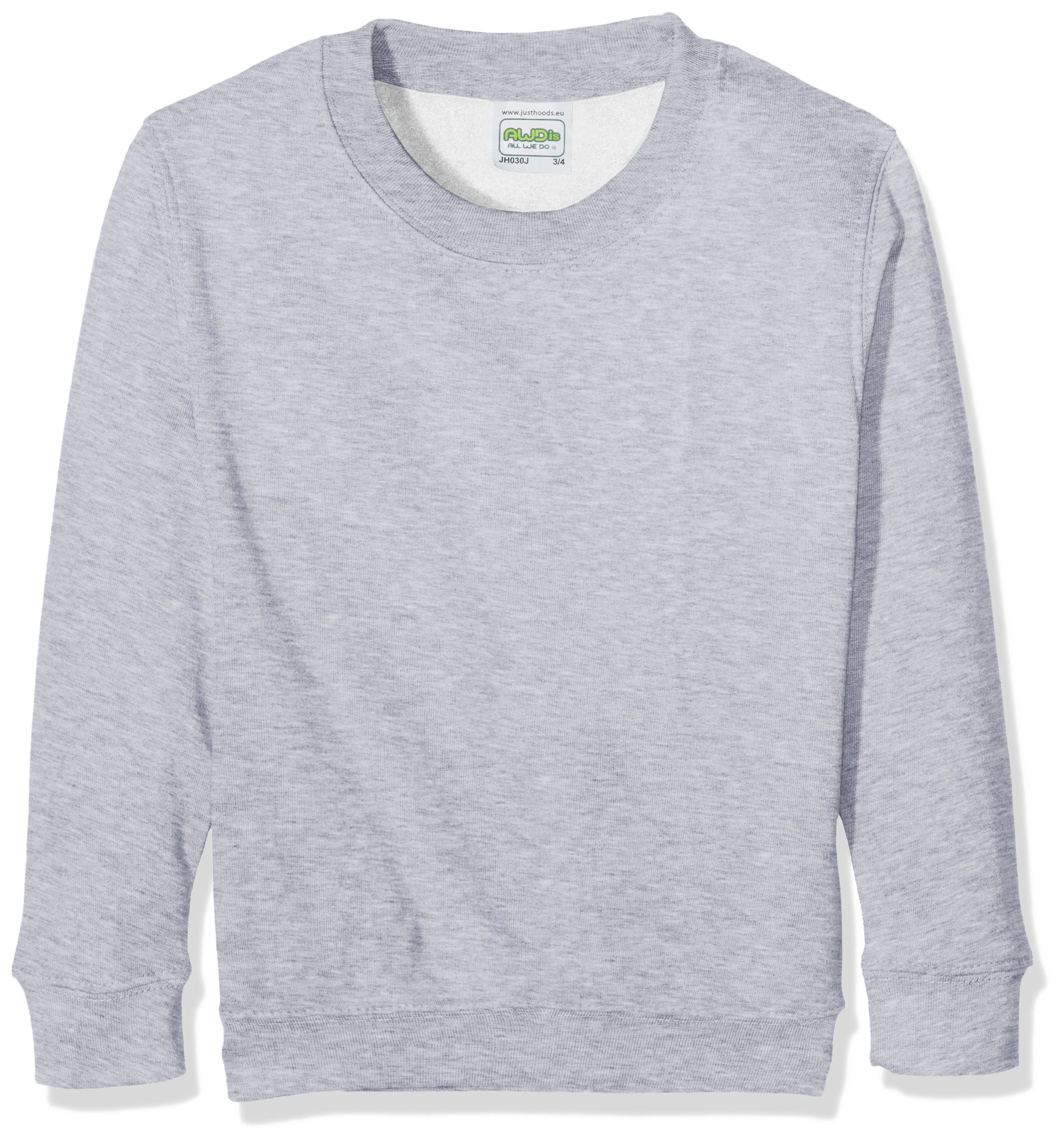 AWDis Boy's Kids Sweatshirt , Grey (Heather Grey), Large