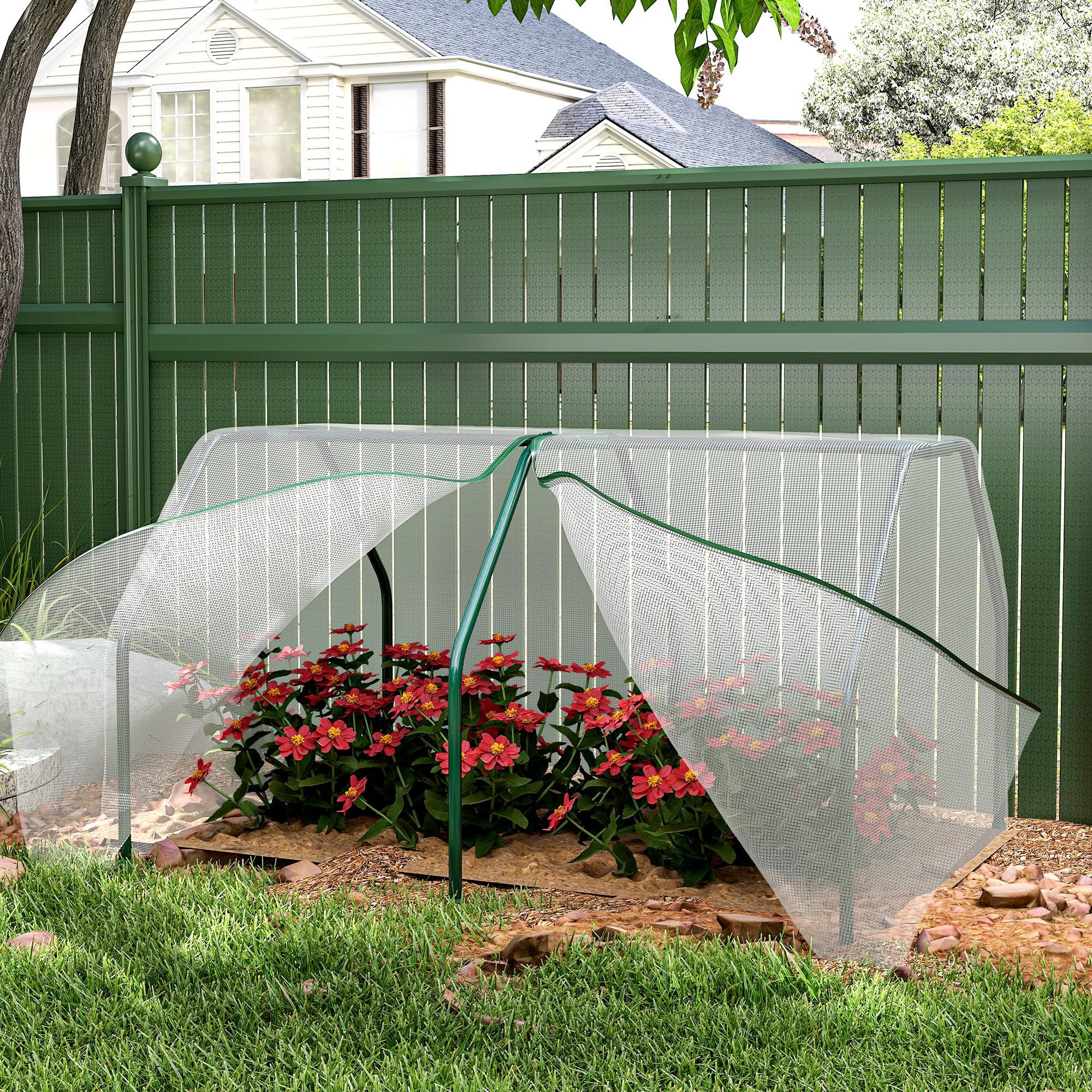Outsunny Mini Serra da Giardino e Balcone in Plastica PE e Acciaio con Chiusura a Zip, 99x71x60 cm, Bianco Trasparente