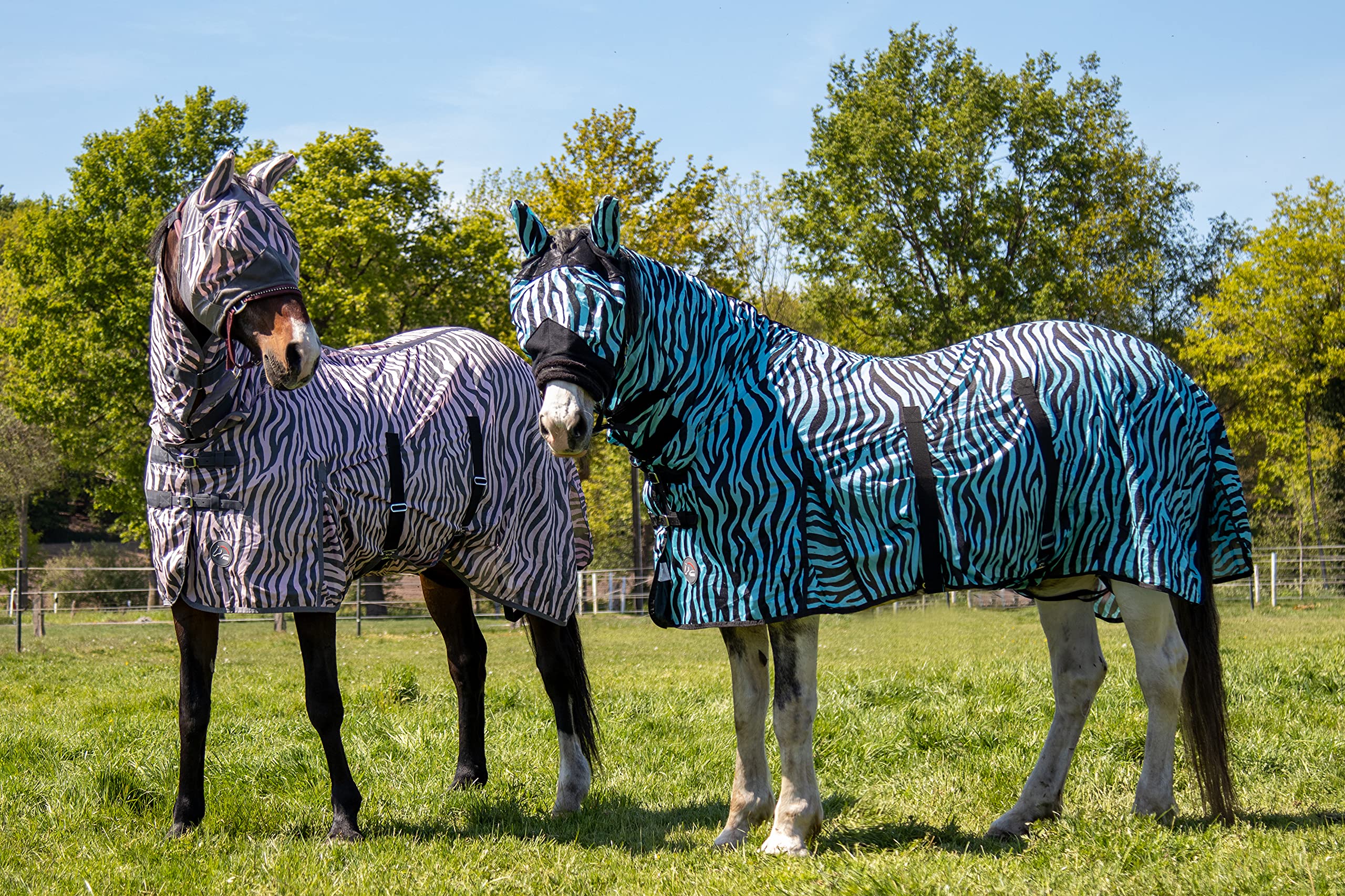 HKM Zebra Aqua 145 - Coperta per cavalli, colore: Acqua/Nero