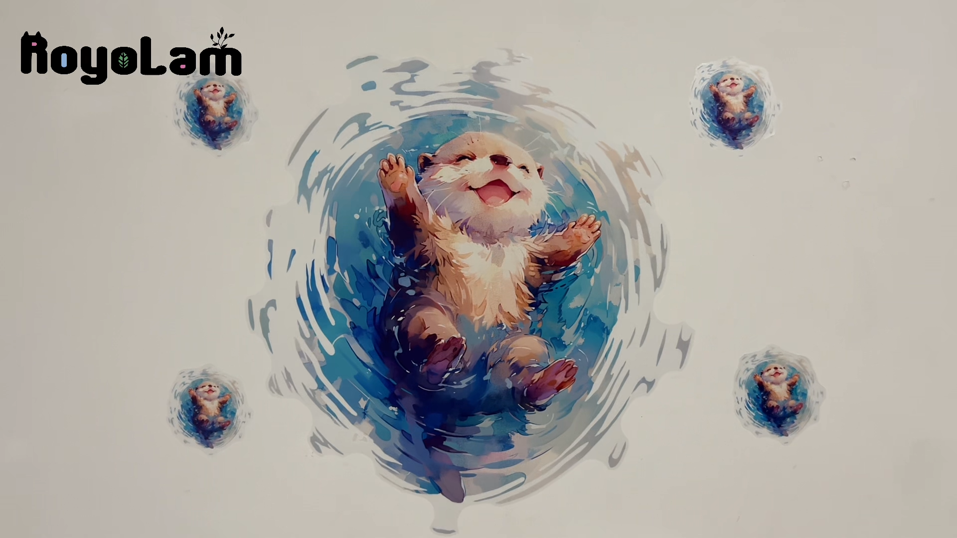 Vinilo decorativo de nutria flotando en el agua miniatura 7