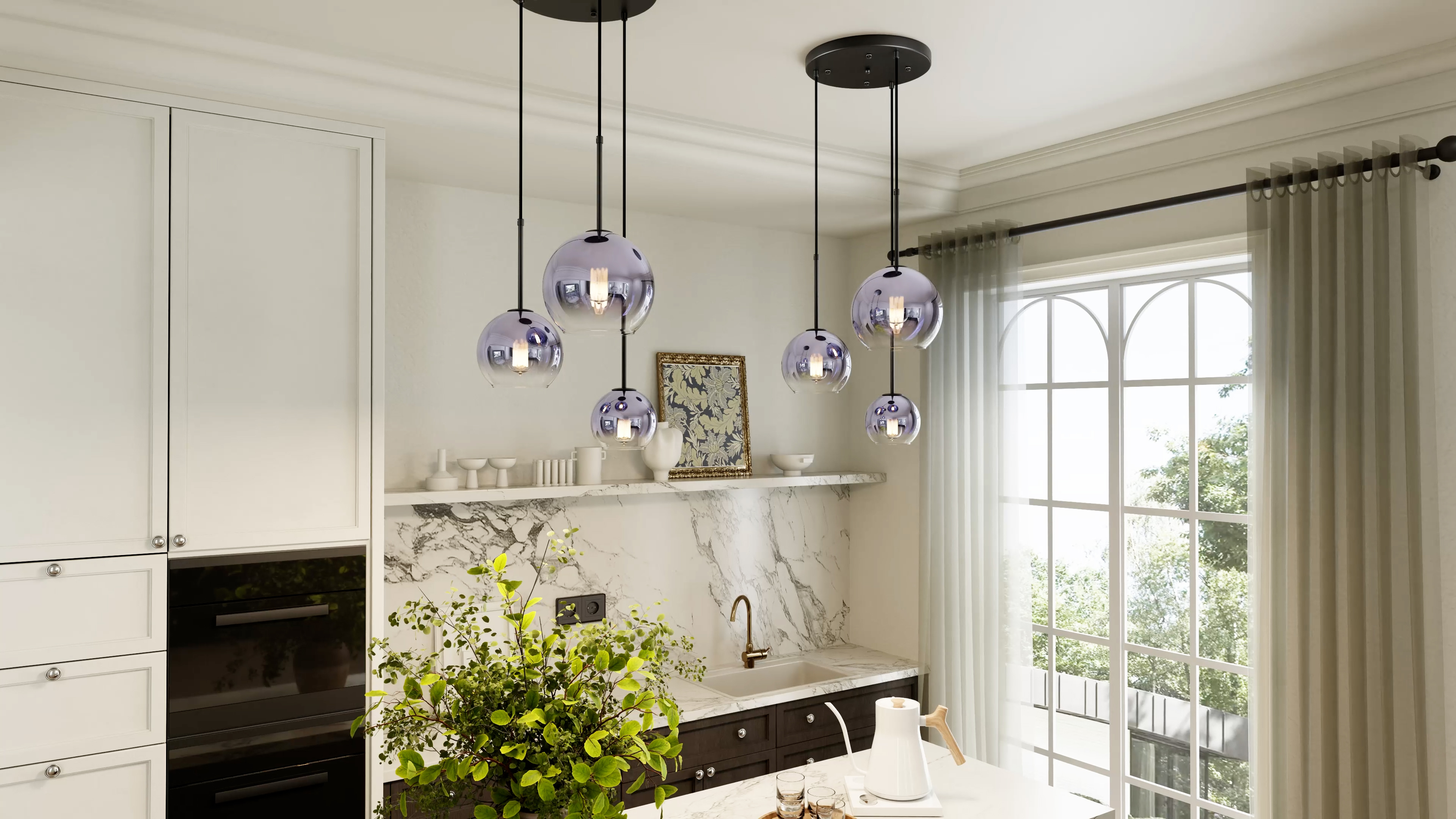 KCO Lighting 3 Pendant Light Fixtures Ceiling Hanging Large Glass