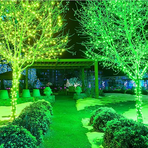 Miniatura 2 de Holiday Essence Juego de 200 luces LED verdes del día de San Patricio, 53.8 pies, alambre blanco para decoración interior y exterior, para árbol de