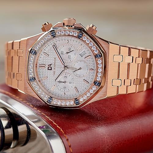 Miniatura 3 de Relojes para hombre DA Royalty Reloj de lujo de oro rosa cronógrafo 316 acero inoxidable, esfera blanca, movimiento japonés estilo AP