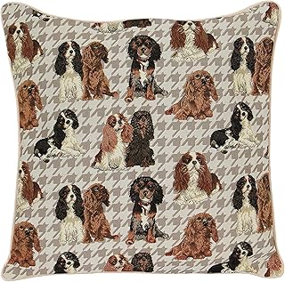 Signare Poszewka na poduszkę na ścianę 45 x 45 cm dekoracyjne poduszki na sofę z motywem psa (King Charles Spaniel, CCOV-KGCS)