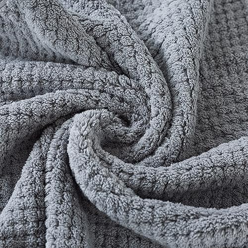 Miniatura 4 de H HOUSEHOLD Juego de toallas de baño de 3 piezas de lujo, de secado rápido, 1 toalla de baño, 1 toalla de secado de pelo con botón, toallas para