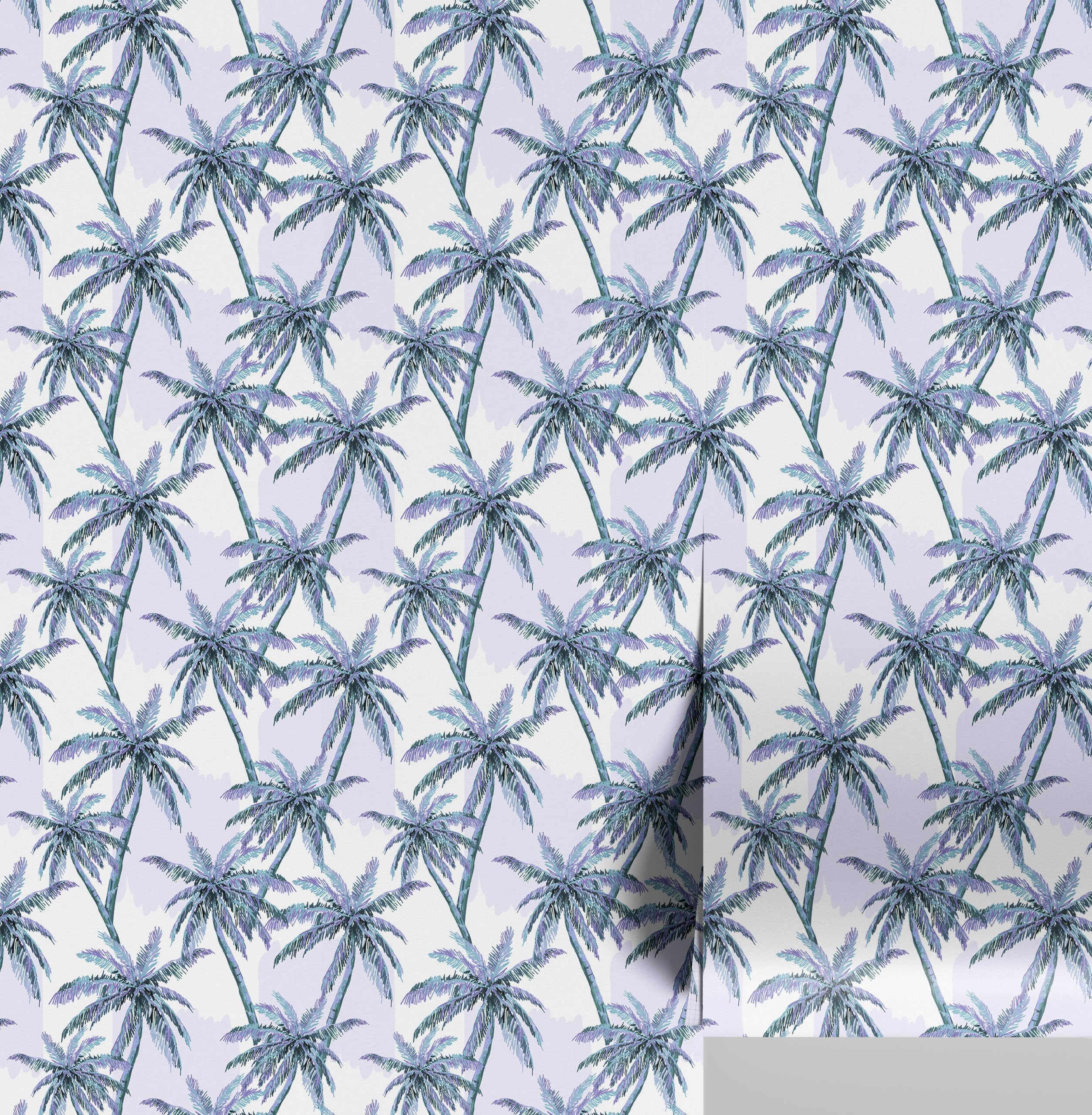 Papel pintado de palmeras S4Sassy exclusivo revestimiento de pared azul decorativo salón elegante
