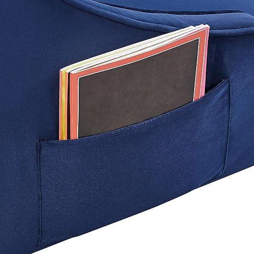 Miniatura 8 de Yaheetech Silla decorativa moderna, silla de club de terciopelo con bolsillo y marco de madera, cómoda silla de barril para sala de estar, sala de