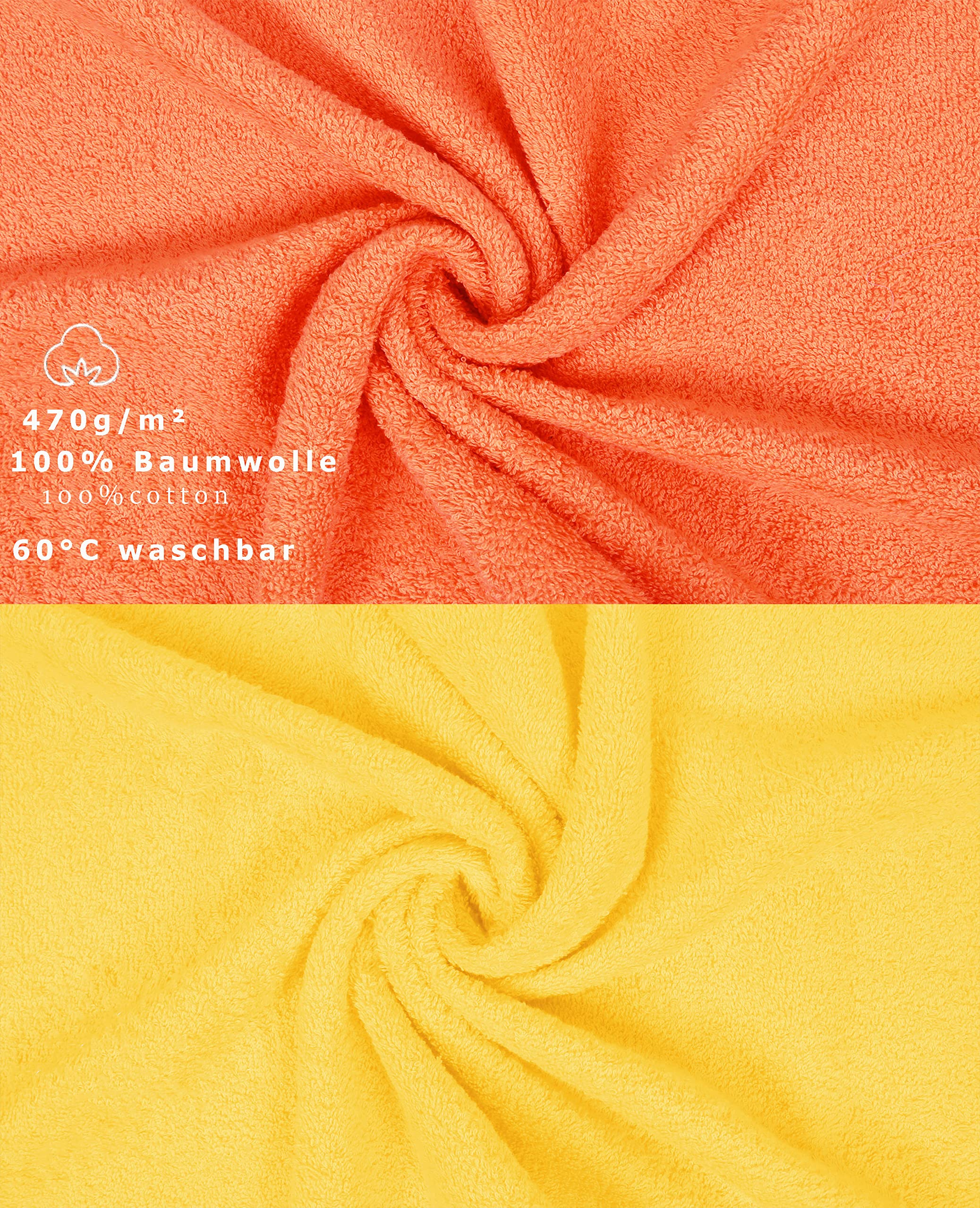 Betz 10-TLG. Handtuch-Set Classic 100% Baumwolle 2 Duschtücher 4 Handtücher 2 Gästetücher 2 Seiftücher Farbe orange und gelb