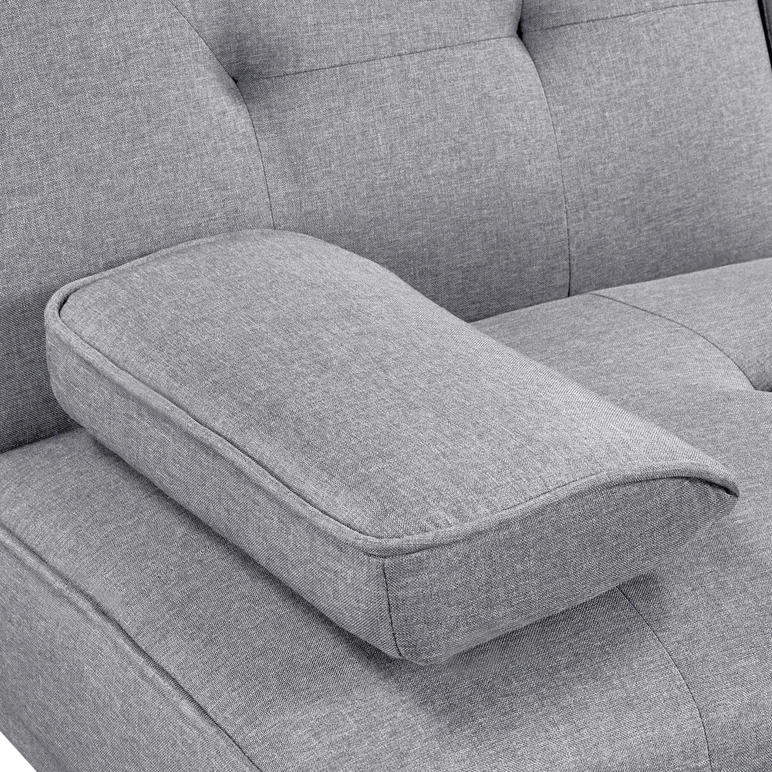 Yaheetech Divano Convertibile in Letto con 2 Cuscini Divano Letto Pieghevole 3 in 1 Mobile Arredamento con Piccolo Tavolino 167 × 81,5 × 75 cm da Soggiorno in Tessuto Grigio Chiaro