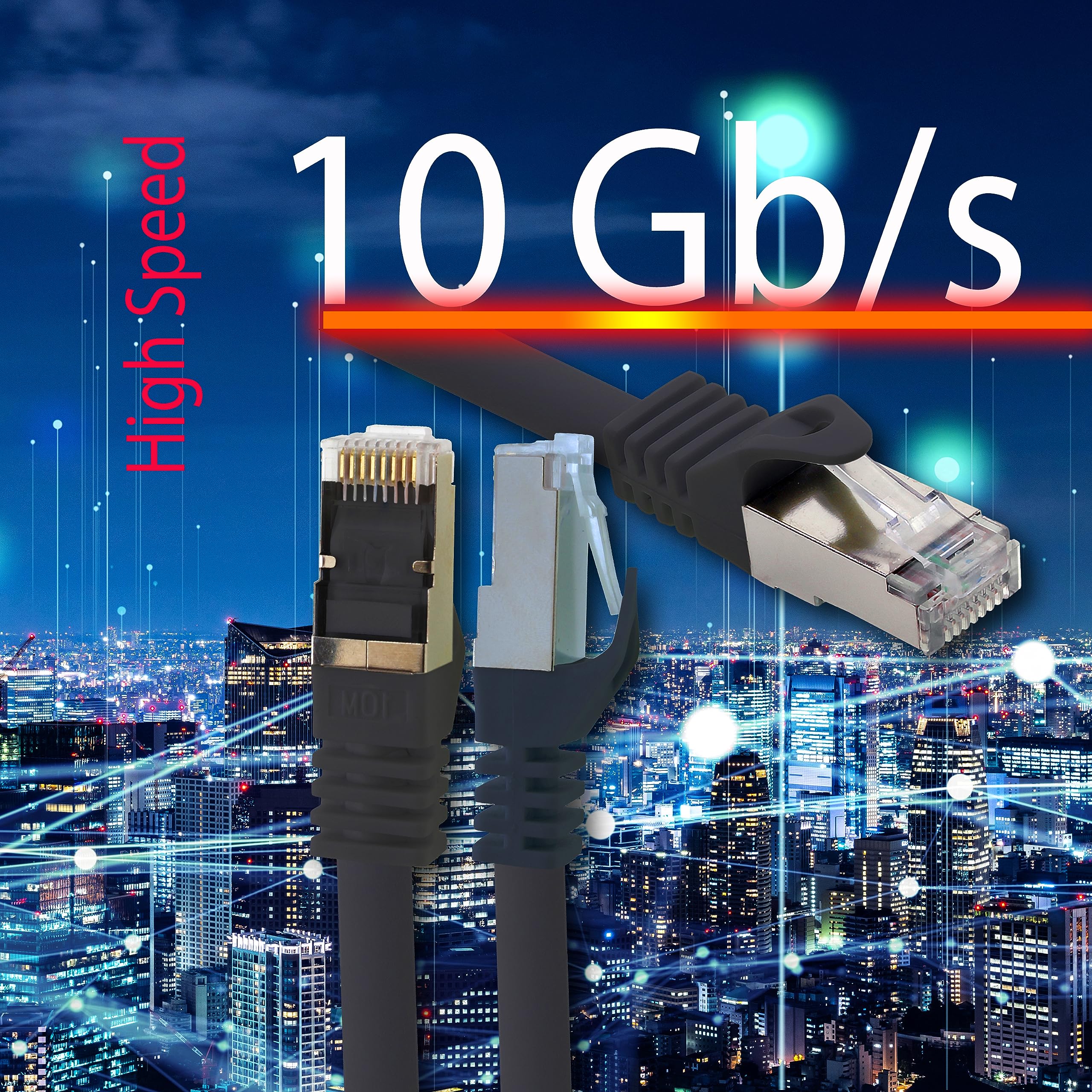 10 cavi di rete CAT.7, 1,5 m, colore nero, S-FTP LSZH PIMF 10 GB s RJ45 maschio Cat6a