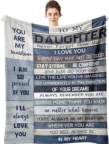 Yamco Manta de Regalos para Hija - Regalo para Hijas de Mamá y Papá - Regalos para Hija de Madres Mantas de 60" x 50" - Regalos de Cumpleaños y