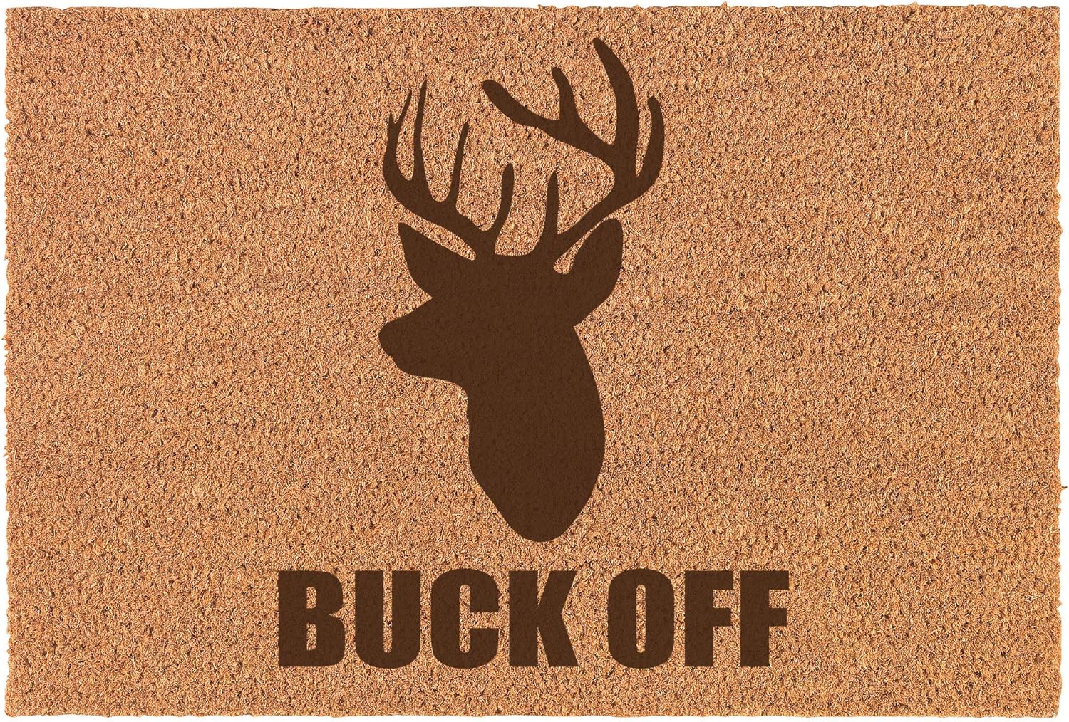 Daylor Buck Off Deer Head Hunting Funny Doormat Brown Natural Coir Rectangular Front Entry Non Slip Door Mat (18 in. x 30 in.)