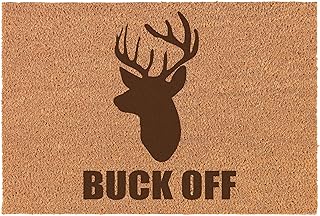 Buck Off Deer Head Hunting Funny Doormat Brown Natural Coir Rectangular Front Entry Non Slip Door Mat (16 in. x 24 in.)