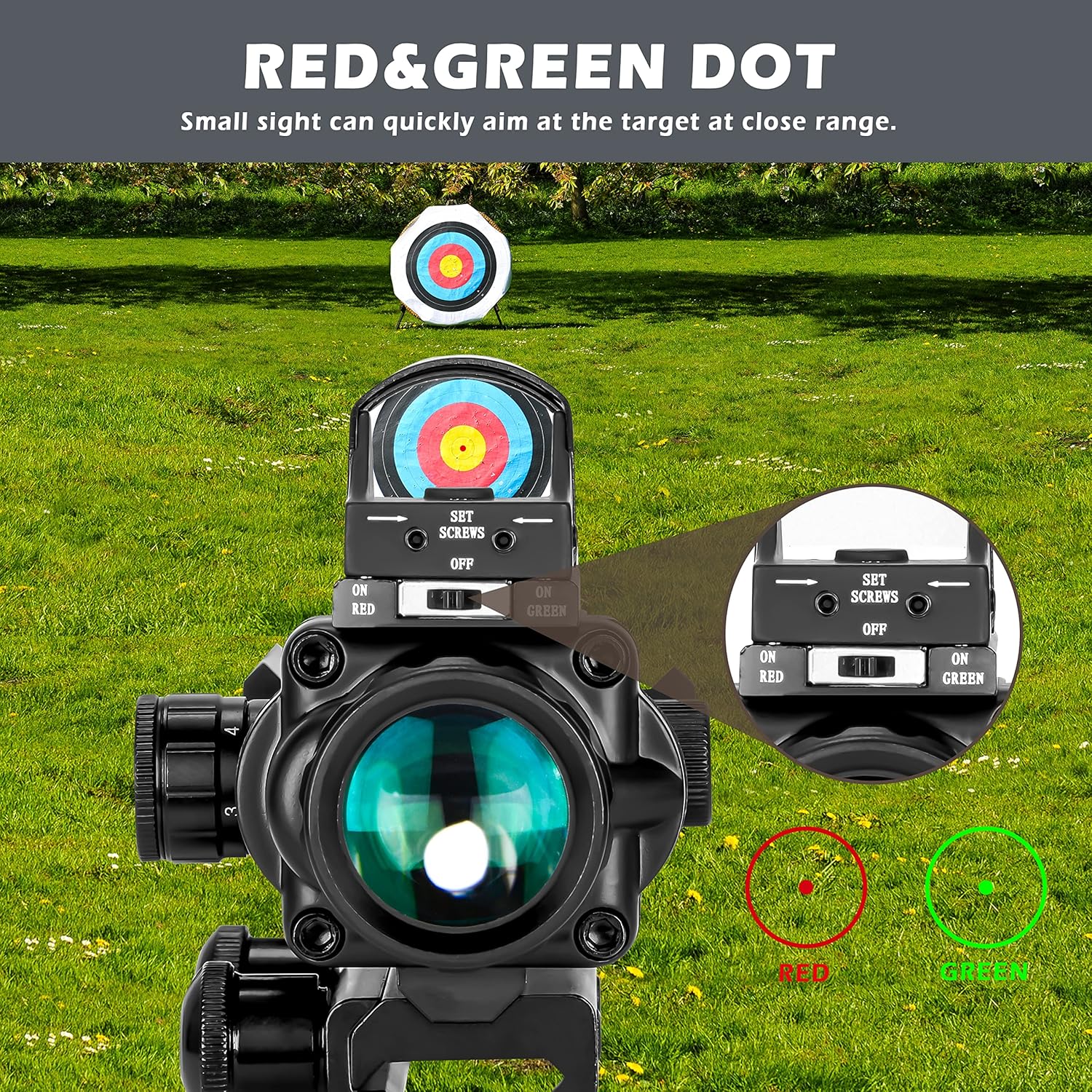 Aomekie 2-in-1 Combo Prism Rifle Scope 4X32 Compact Tactical Red & Green Dot Holographic with Adjustable Brightness