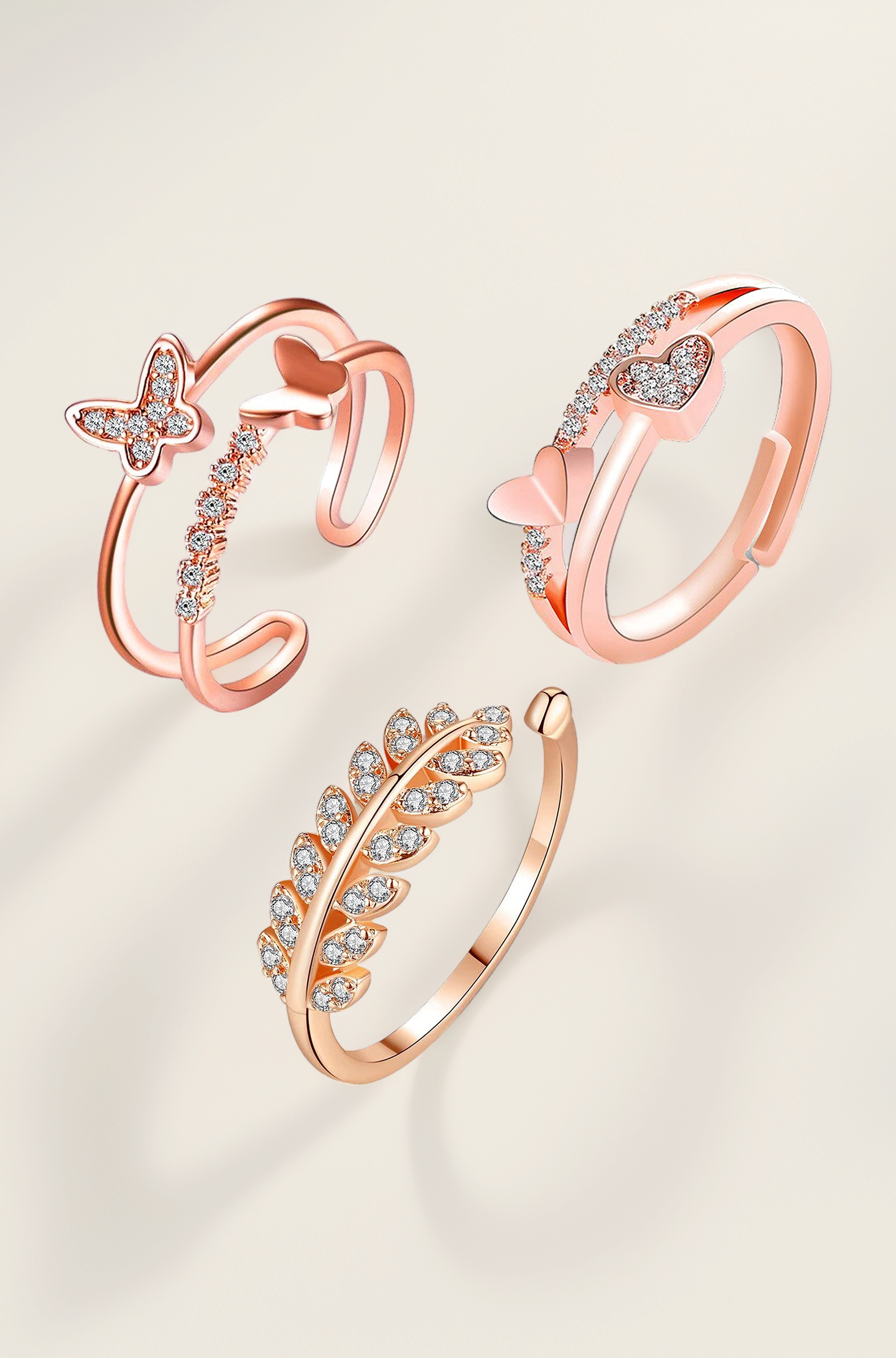 Delicate Hug Silver Ring For Women I AM Enough Love Adjustable Finger Rings For Women Girls Love Gifts Women's Jewellery Rings Combo