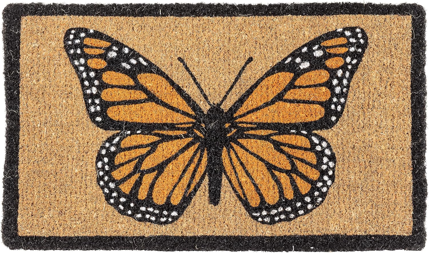 Abbott Collection Single Monarch Doormat - Coir Fibre, Natural/Orange (18x30 inches L)