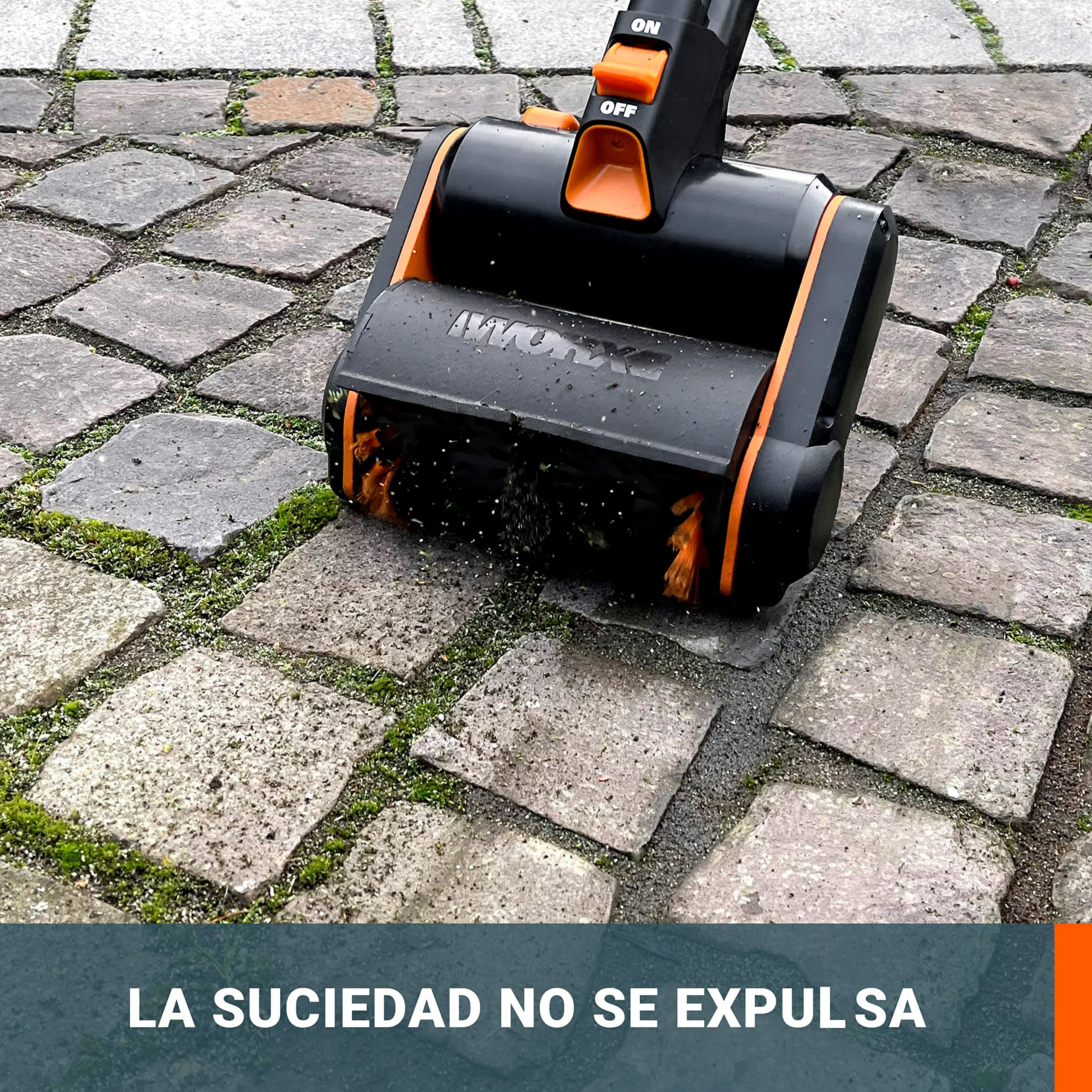 WORX WG441E Cepillo multifunción 20V-4Ah, limpieza profunda de suelos, baldosas, hormigón y cubiertas, conexión de agua, cambio rápido de accesorios, 2 velocidades, cepillo de nylon, alambre incluidos